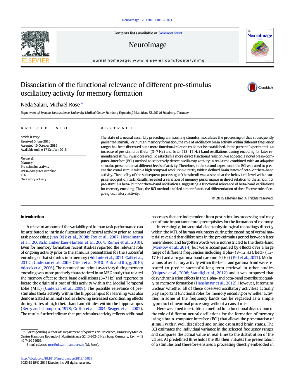 Dissociation of the functional relevance of different pre-stimulus oscillatory activity for memory formation