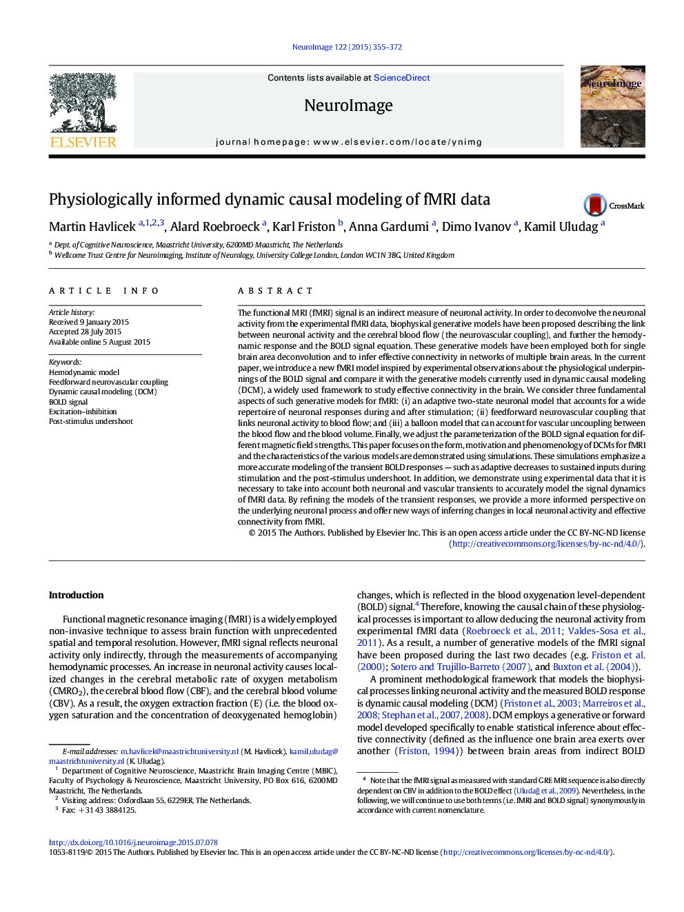 Physiologically informed dynamic causal modeling of fMRI data