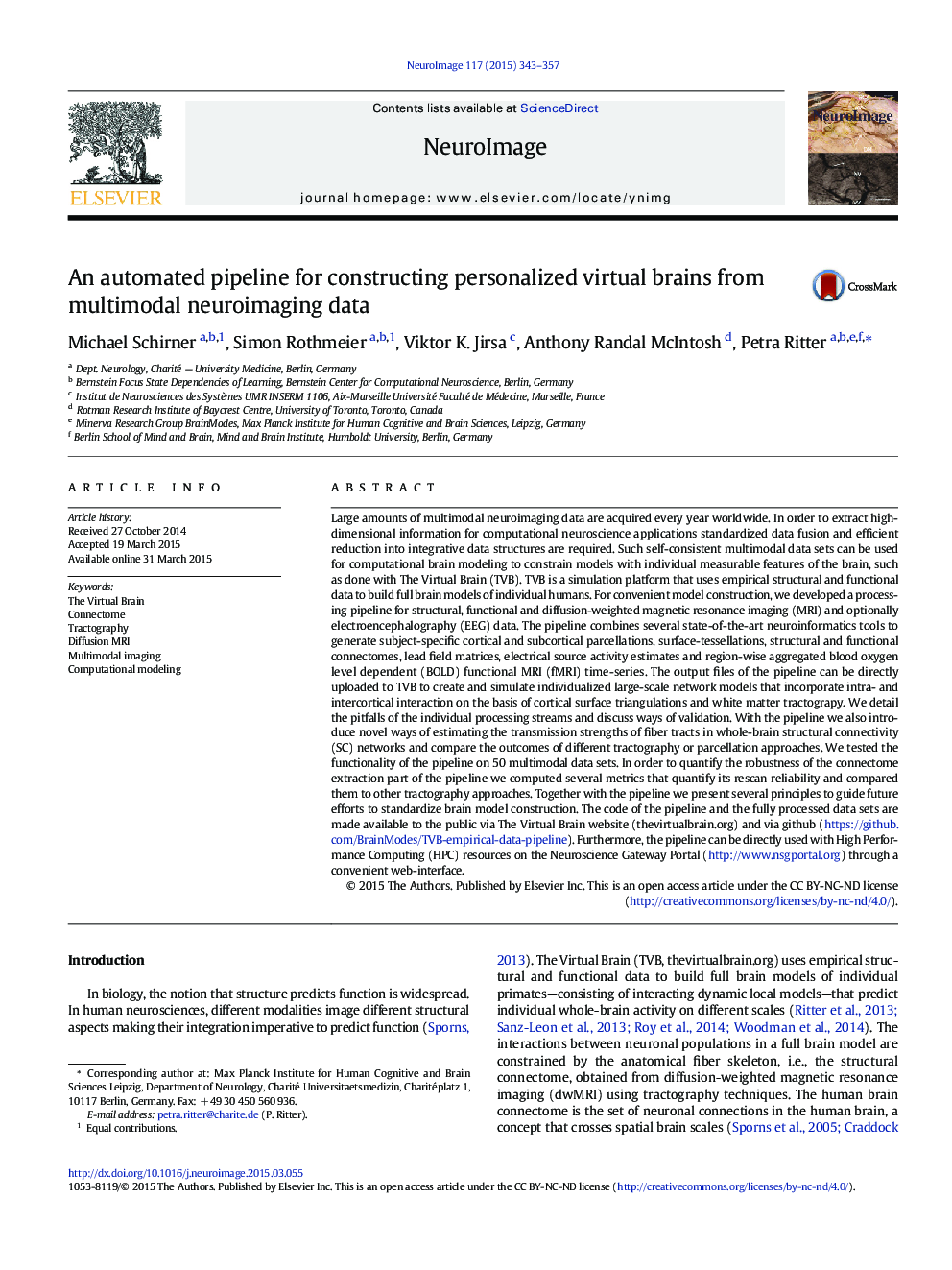 An automated pipeline for constructing personalized virtual brains from multimodal neuroimaging data