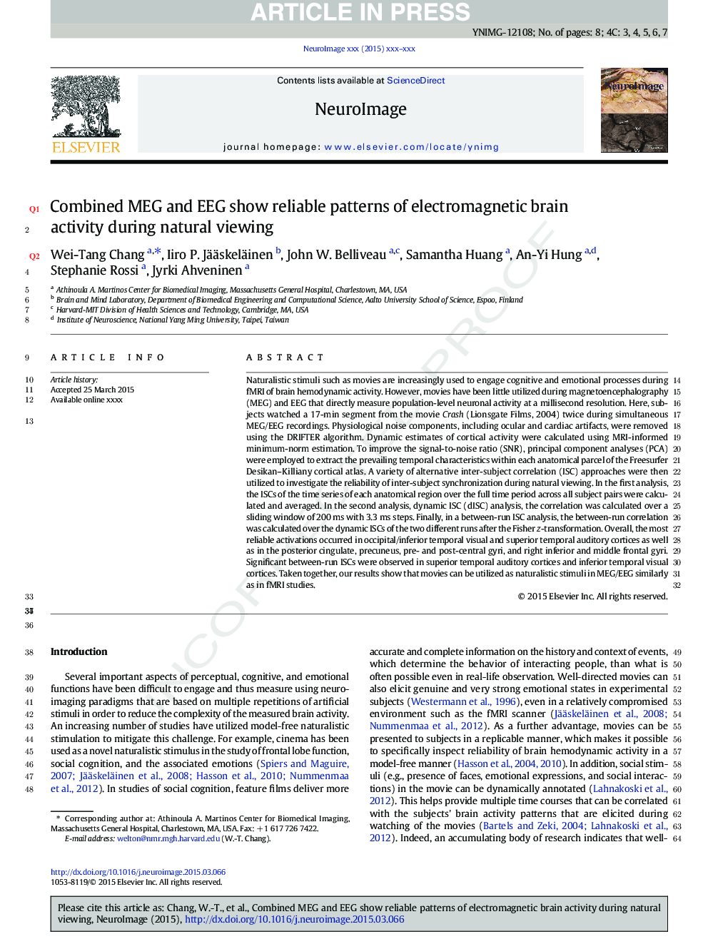 Combined MEG and EEG show reliable patterns of electromagnetic brain activity during natural viewing