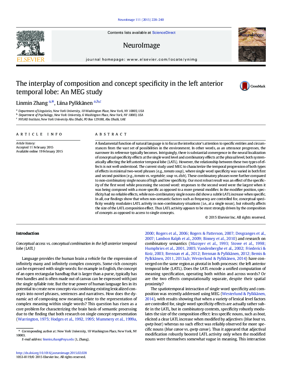 The interplay of composition and concept specificity in the left anterior temporal lobe: An MEG study