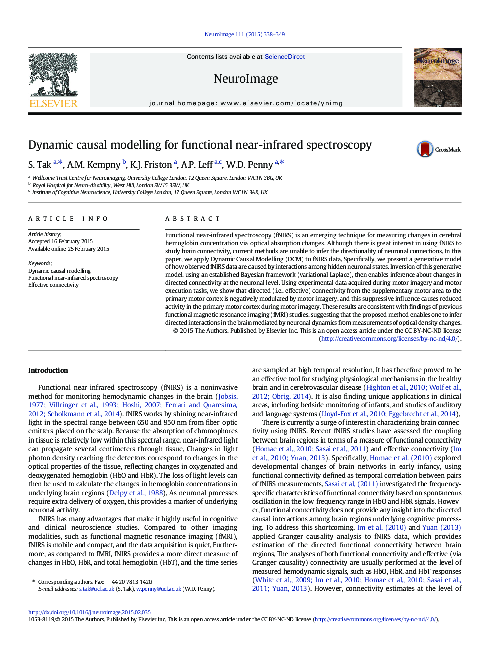 Dynamic causal modelling for functional near-infrared spectroscopy