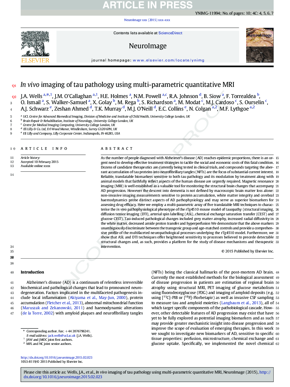 In vivo imaging of tau pathology using multi-parametric quantitative MRI