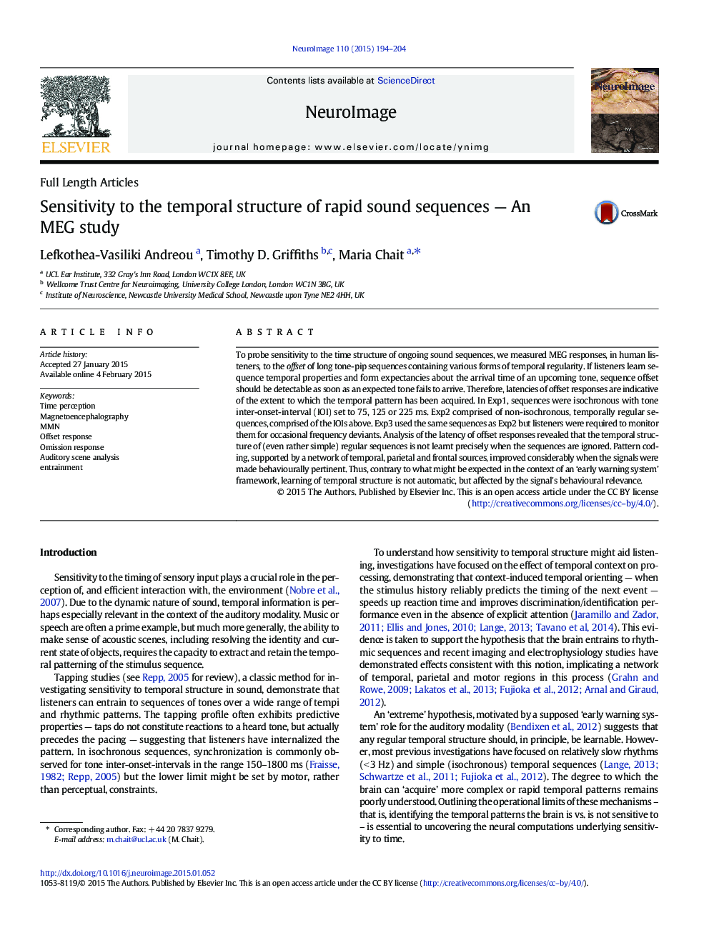 Sensitivity to the temporal structure of rapid sound sequences - An MEG study