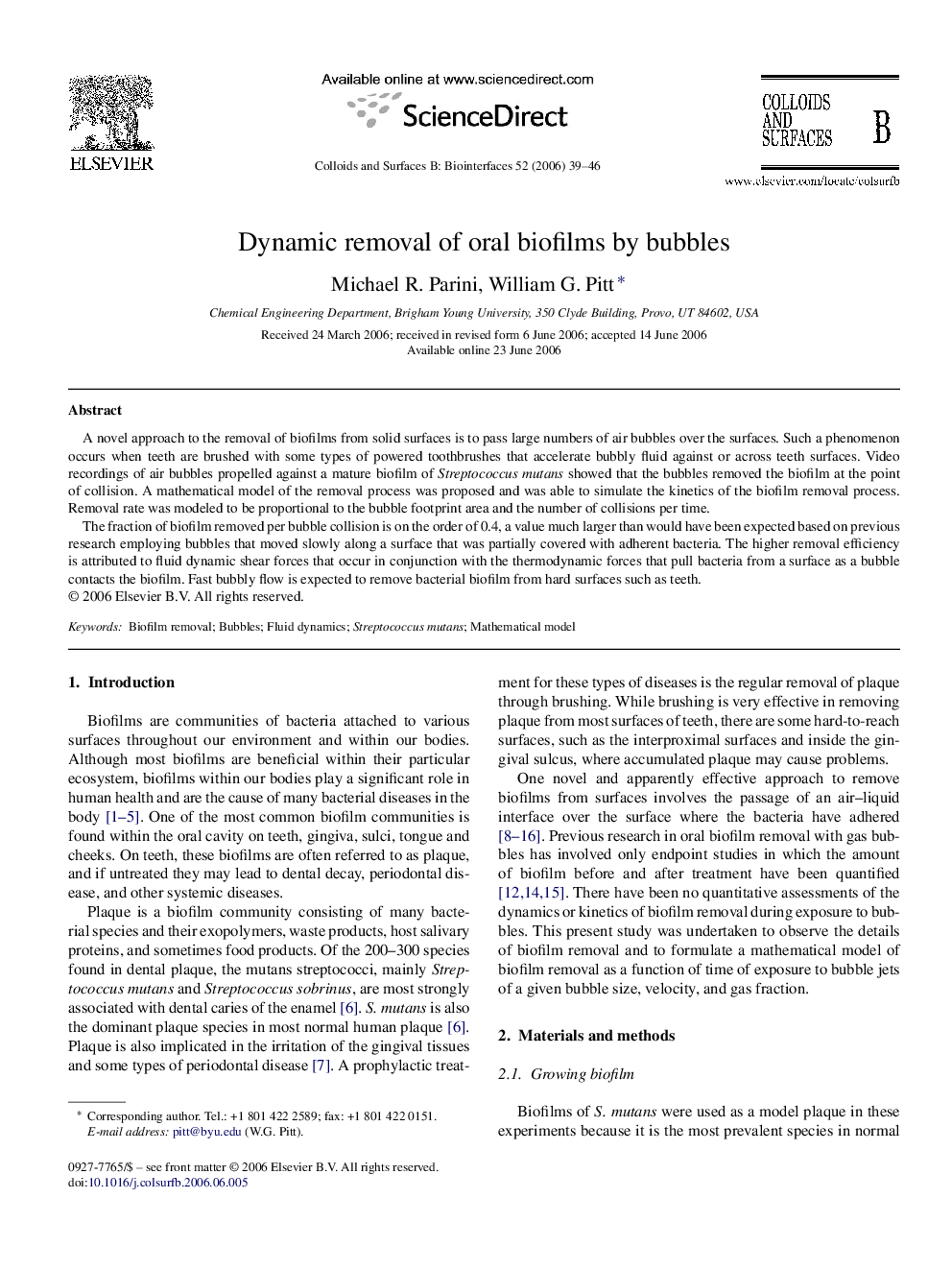 Dynamic removal of oral biofilms by bubbles