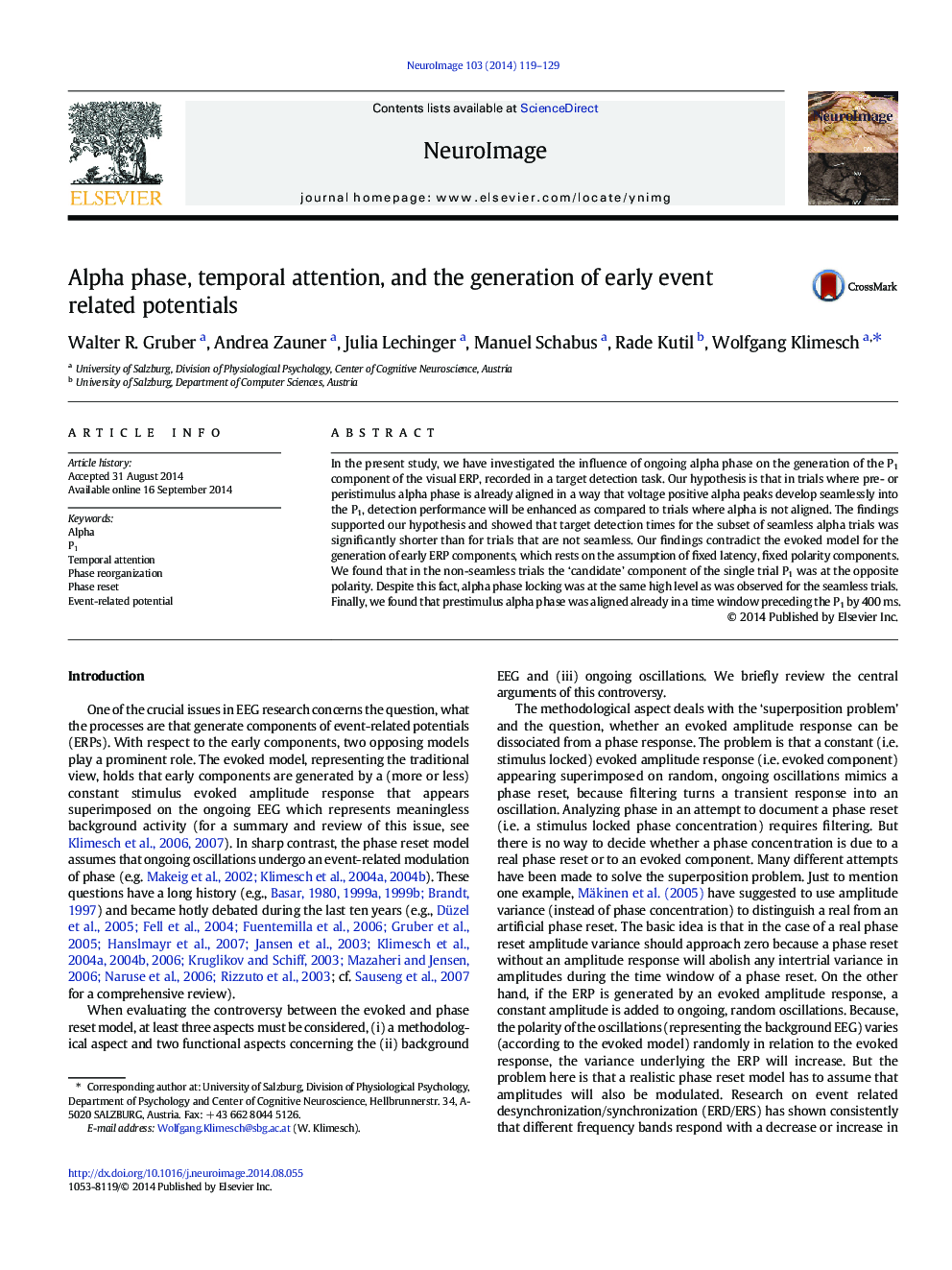 Alpha phase, temporal attention, and the generation of early event related potentials