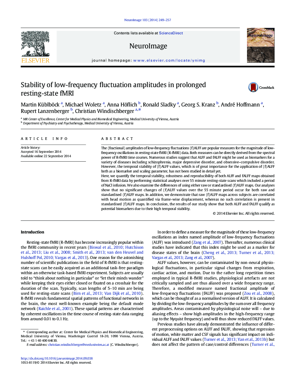 Stability of low-frequency fluctuation amplitudes in prolonged resting-state fMRI