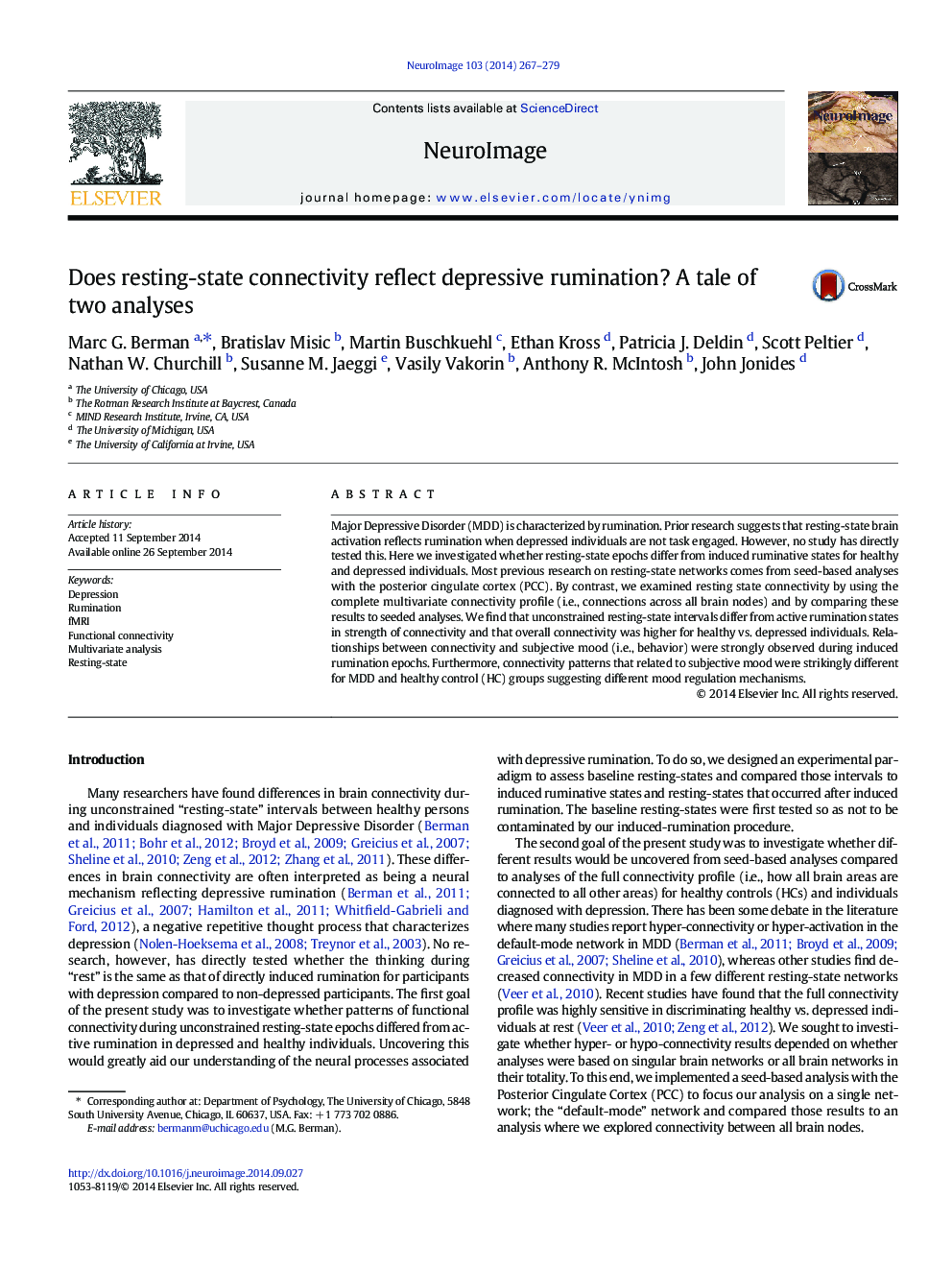 Does resting-state connectivity reflect depressive rumination? A tale of two analyses