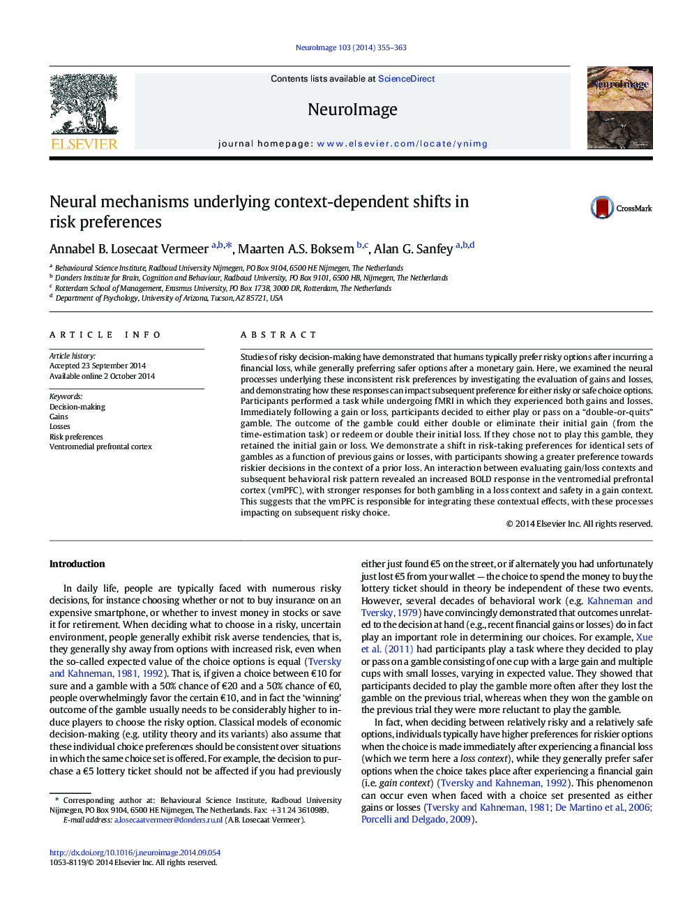 Neural mechanisms underlying context-dependent shifts in risk preferences