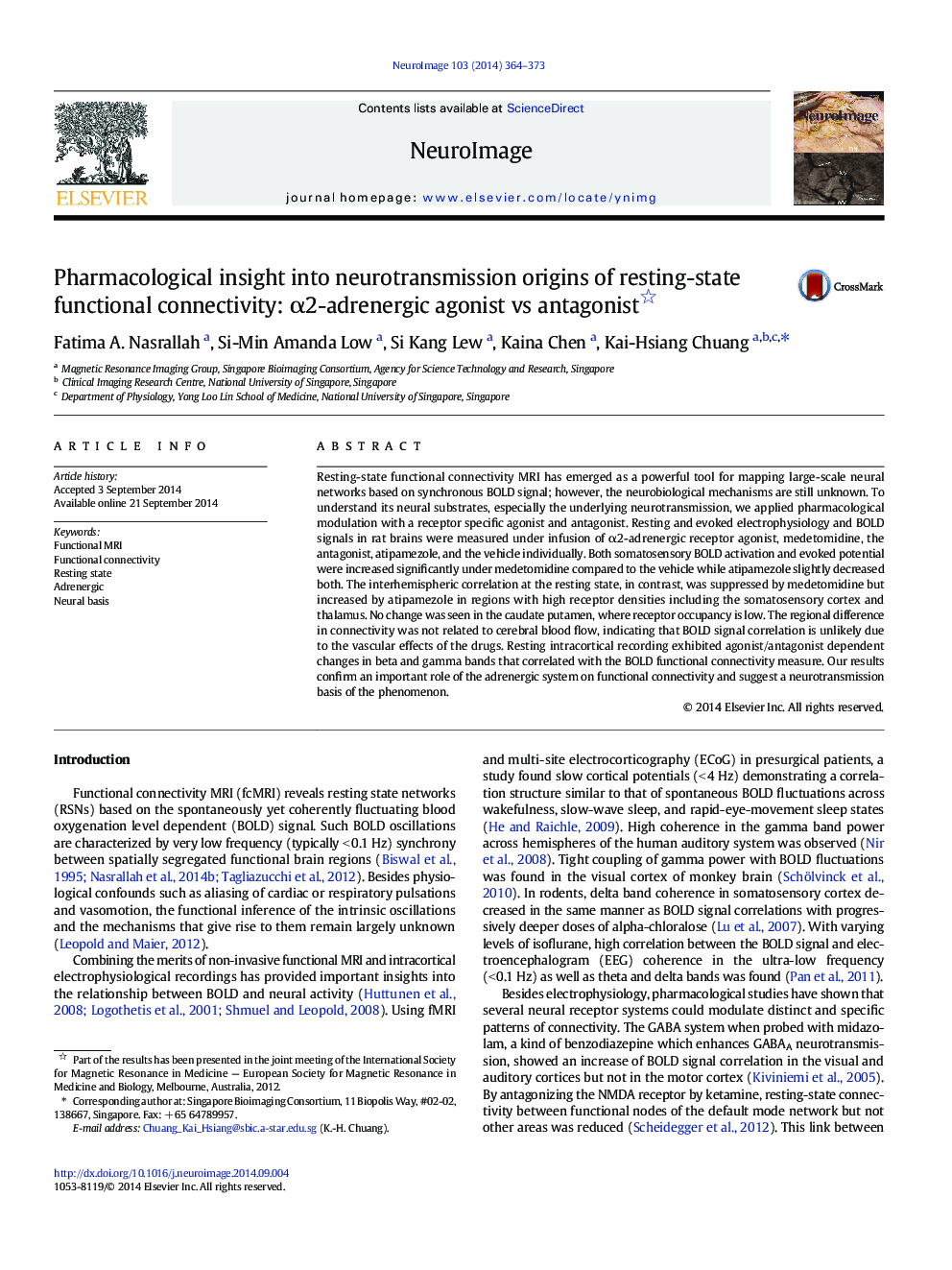 Pharmacological insight into neurotransmission origins of resting-state functional connectivity: Î±2-adrenergic agonist vs antagonist