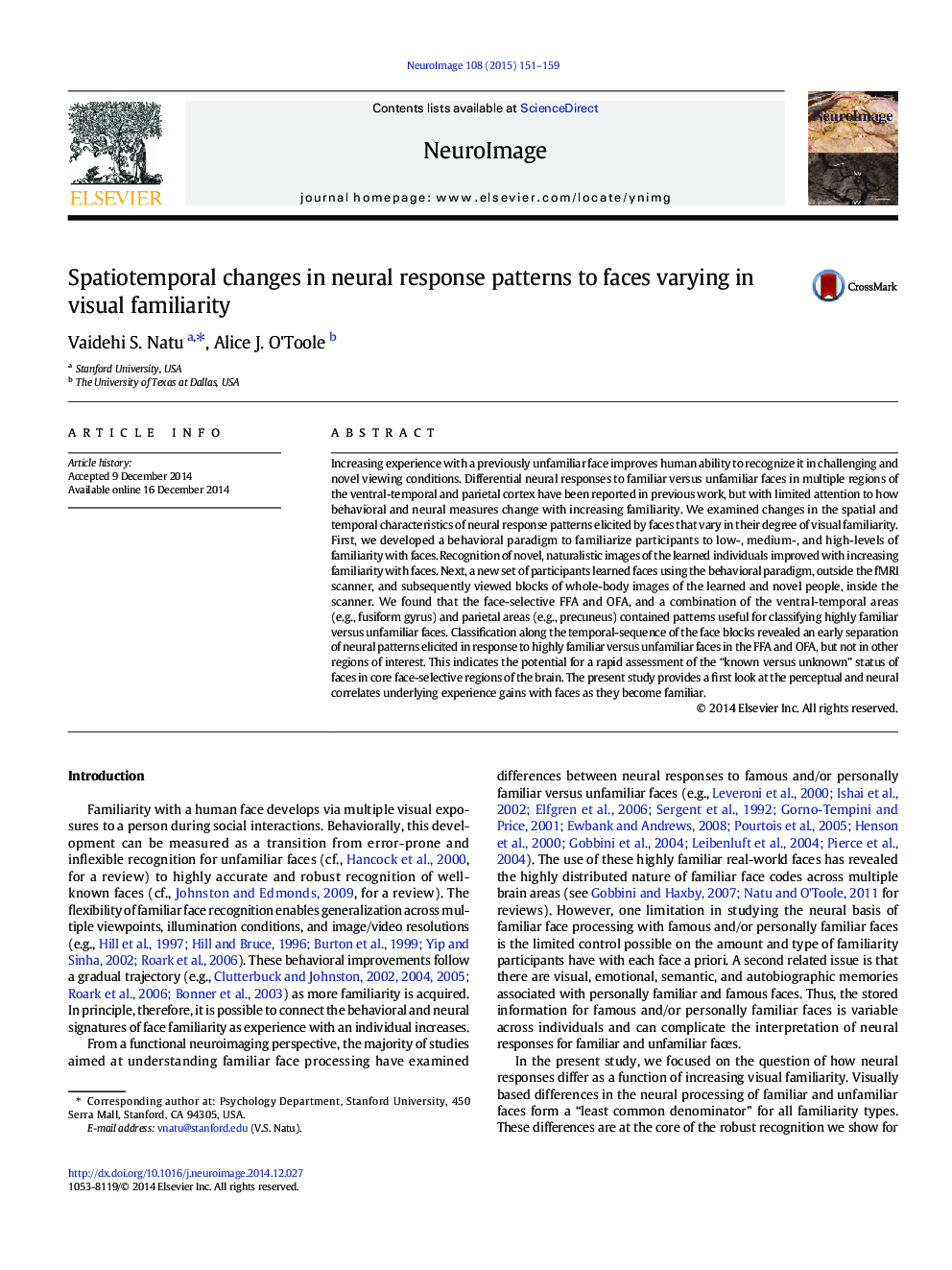 Spatiotemporal changes in neural response patterns to faces varying in visual familiarity