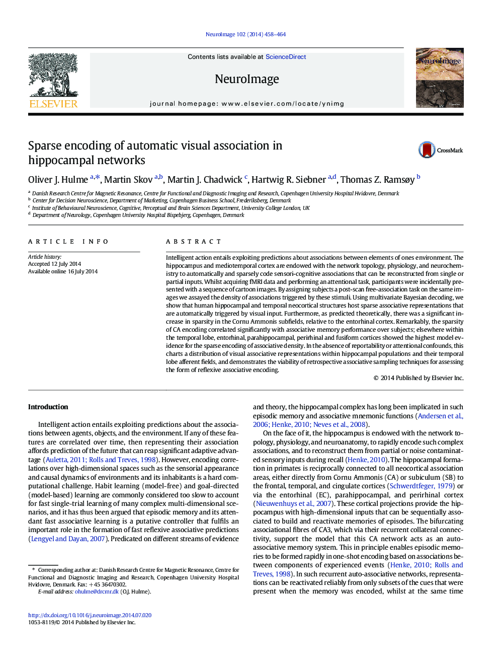 Sparse encoding of automatic visual association in hippocampal networks