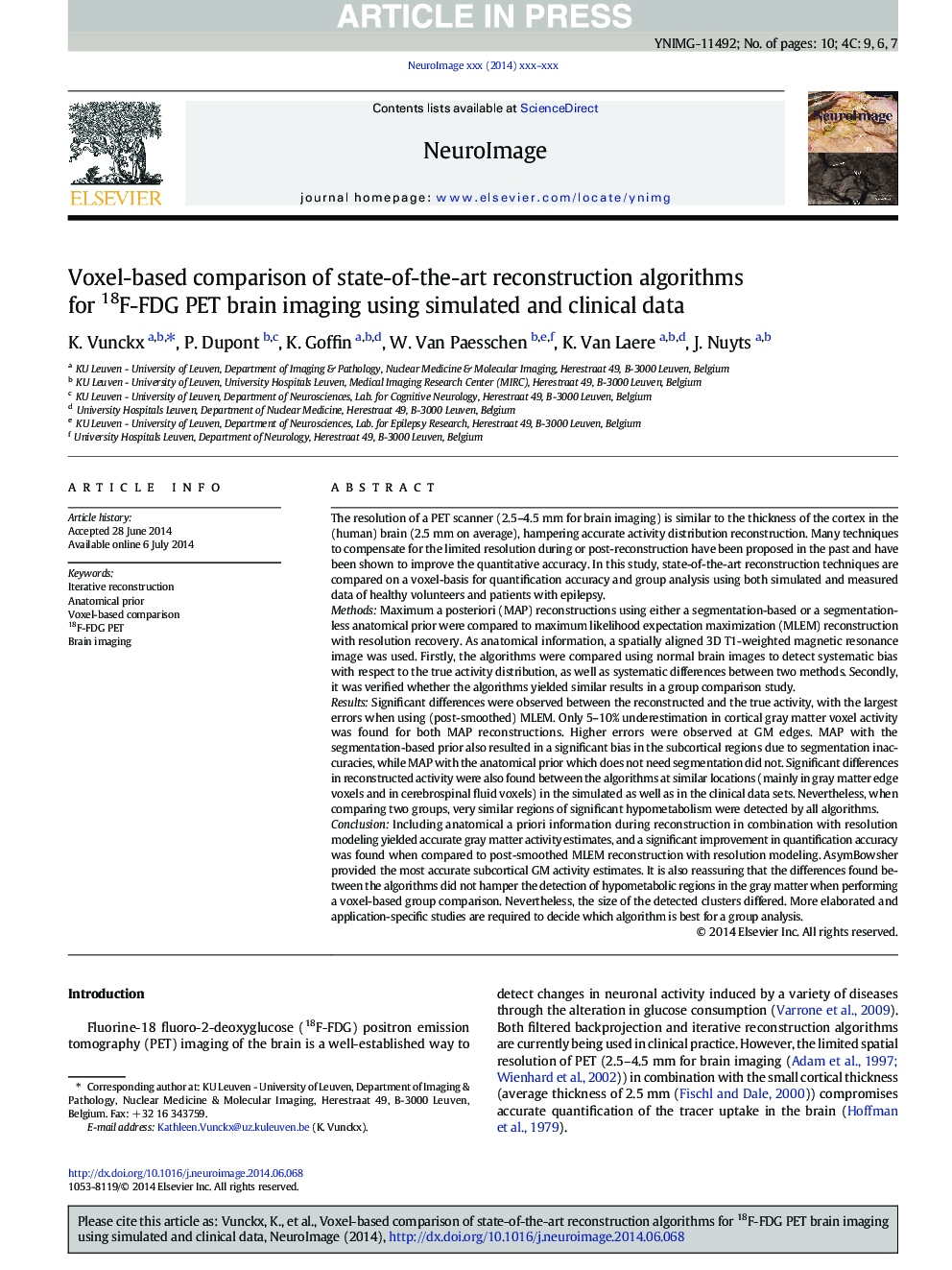 Voxel-based comparison of state-of-the-art reconstruction algorithms for 18F-FDG PET brain imaging using simulated and clinical data