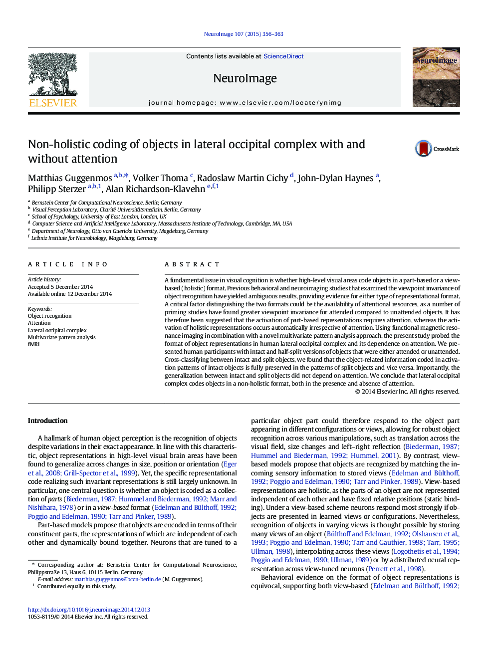 Non-holistic coding of objects in lateral occipital complex with and without attention