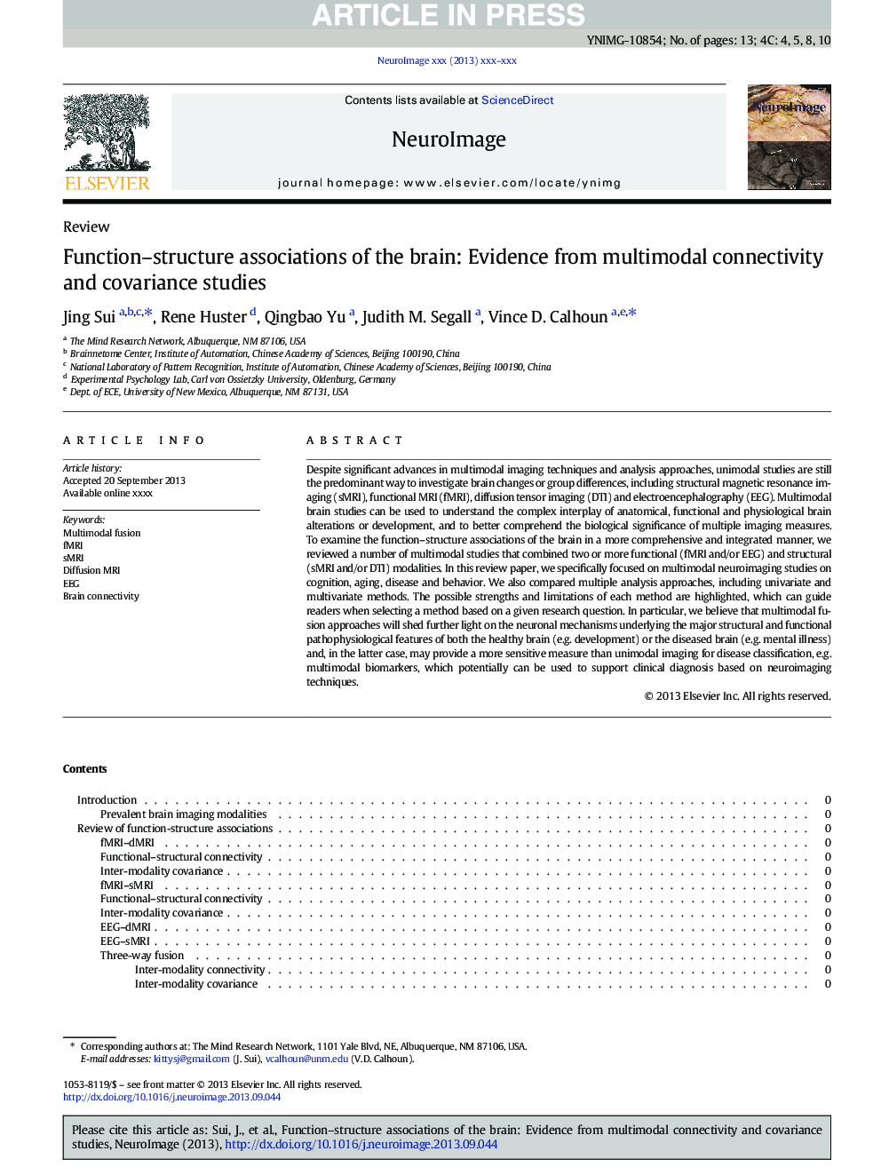 Function-structure associations of the brain: Evidence from multimodal connectivity and covariance studies