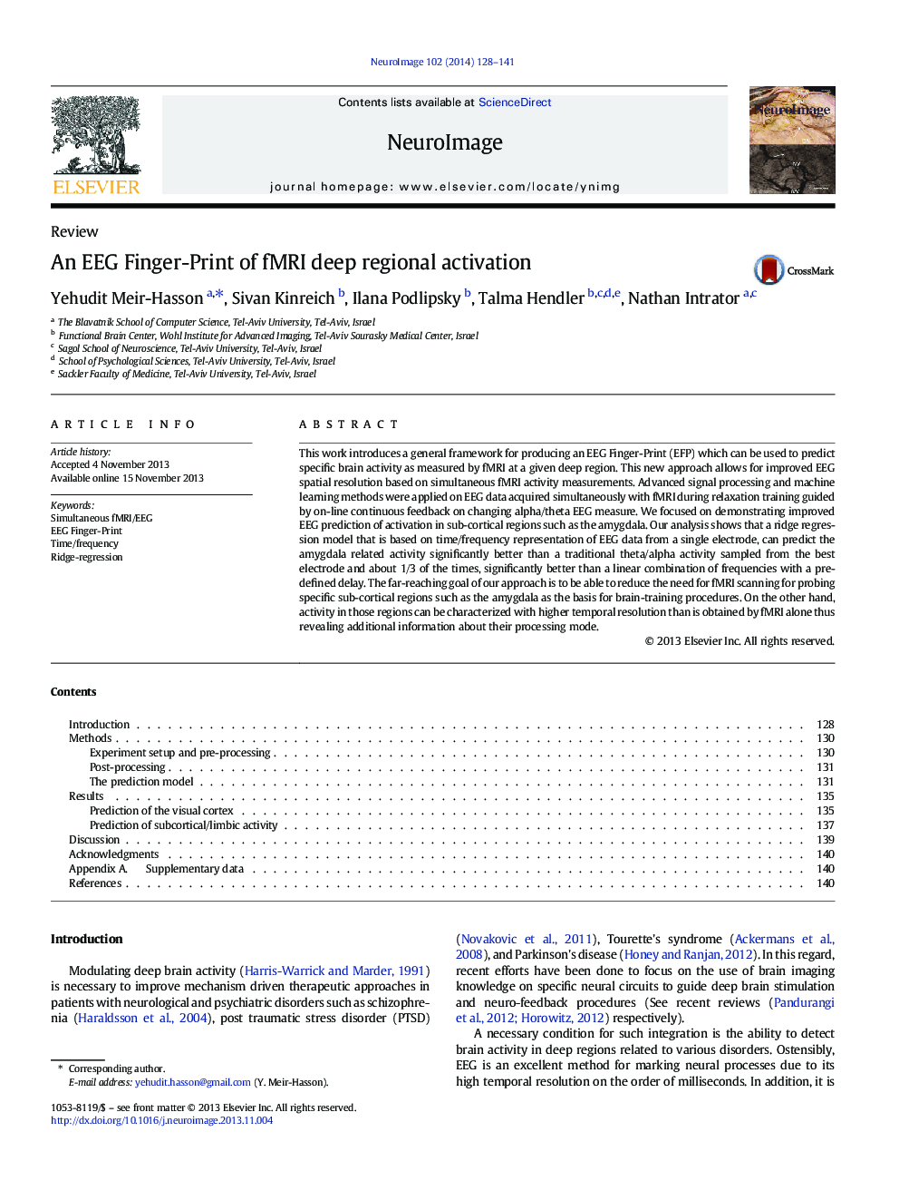 ReviewAn EEG Finger-Print of fMRI deep regional activation