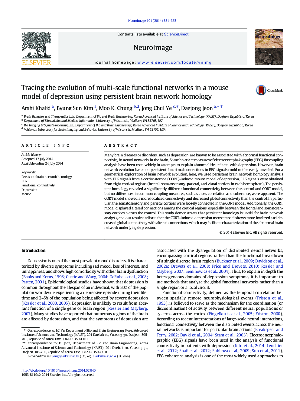 Tracing the evolution of multi-scale functional networks in a mouse model of depression using persistent brain network homology