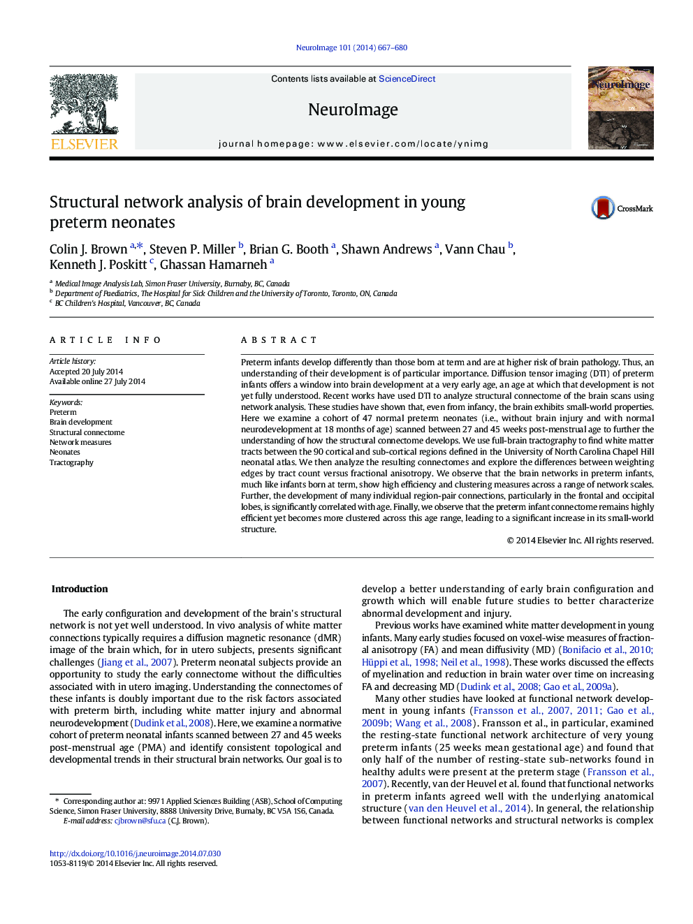 Structural network analysis of brain development in young preterm neonates