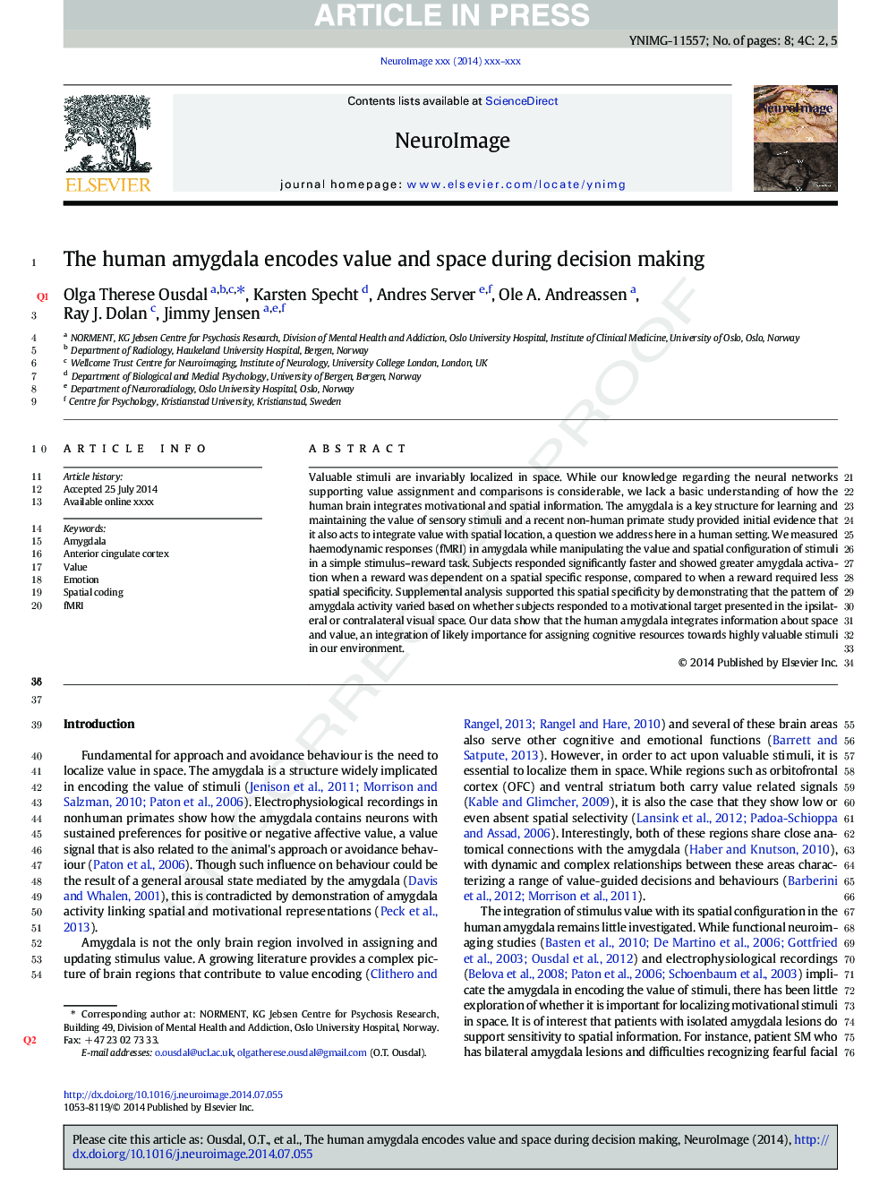 The human amygdala encodes value and space during decision making