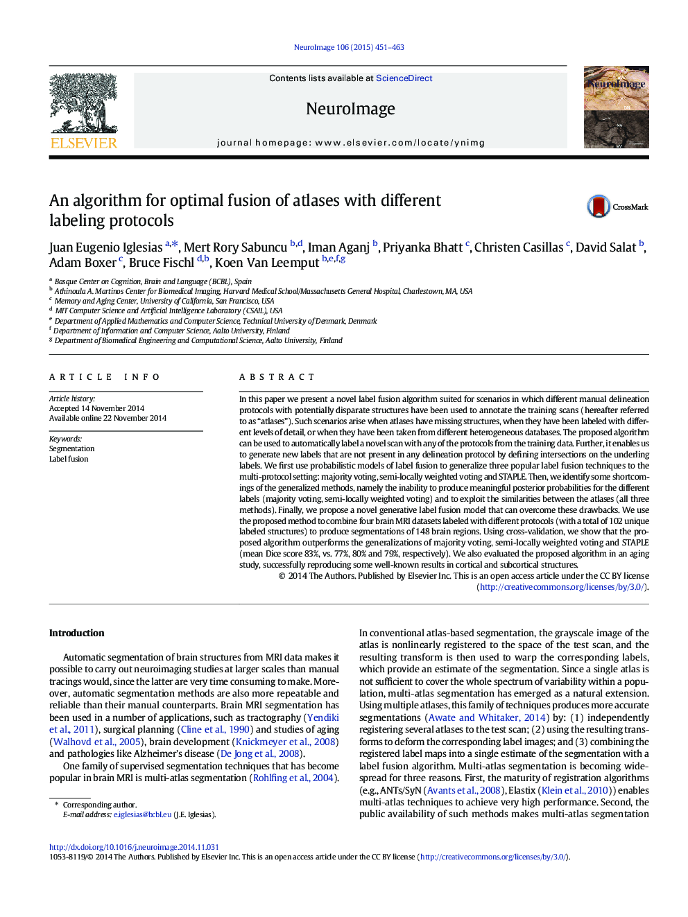 An algorithm for optimal fusion of atlases with different labeling protocols