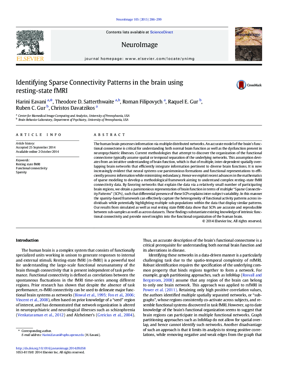 Identifying Sparse Connectivity Patterns in the brain using resting-state fMRI