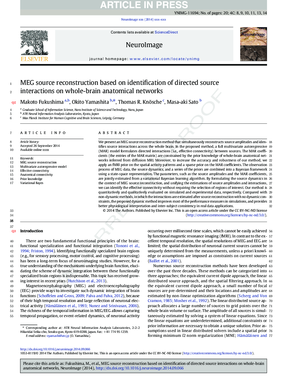 MEG source reconstruction based on identification of directed source interactions on whole-brain anatomical networks