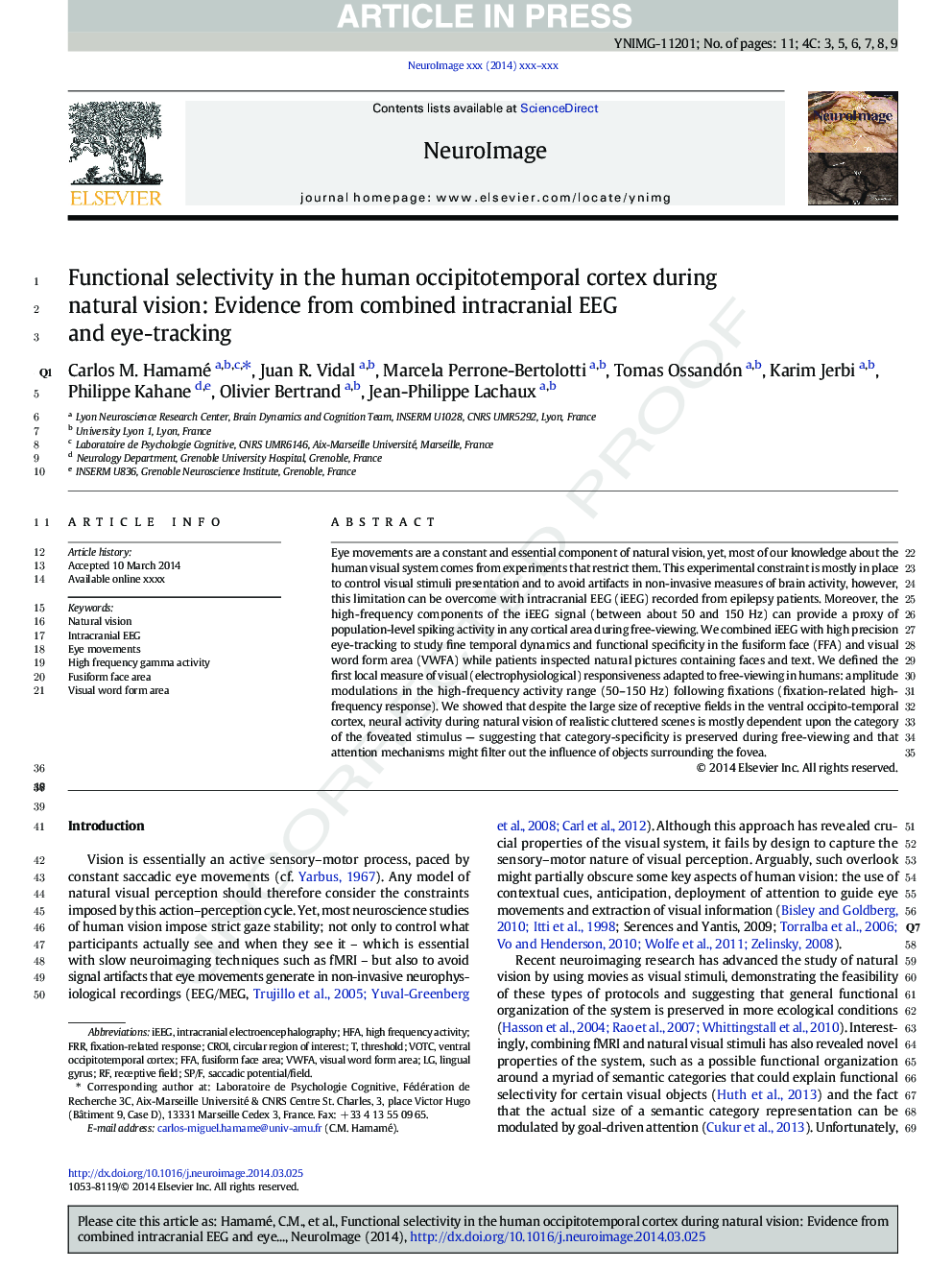 Functional selectivity in the human occipitotemporal cortex during natural vision: Evidence from combined intracranial EEG and eye-tracking