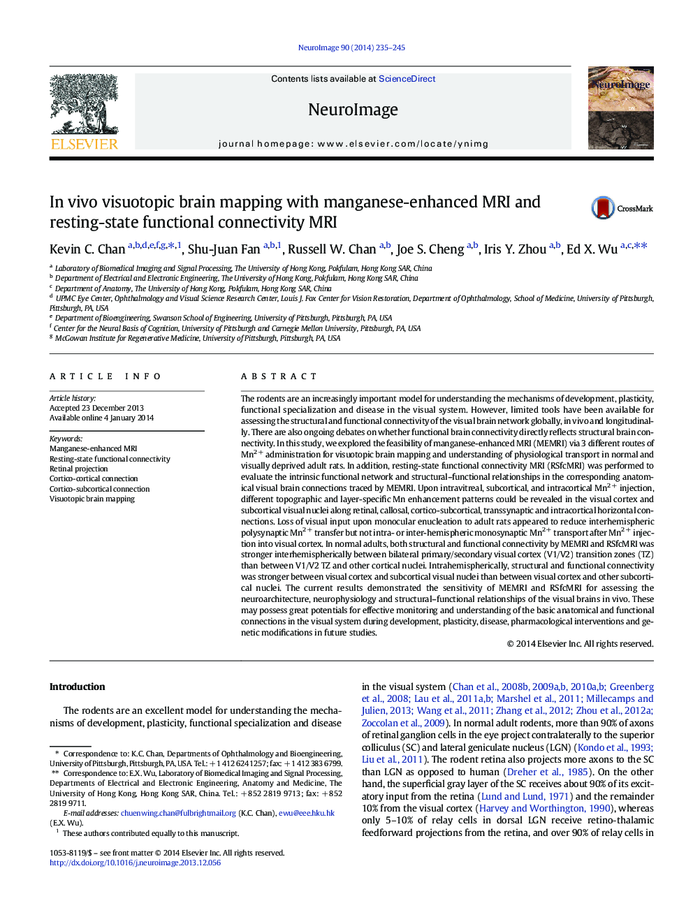 In vivo visuotopic brain mapping with manganese-enhanced MRI and resting-state functional connectivity MRI