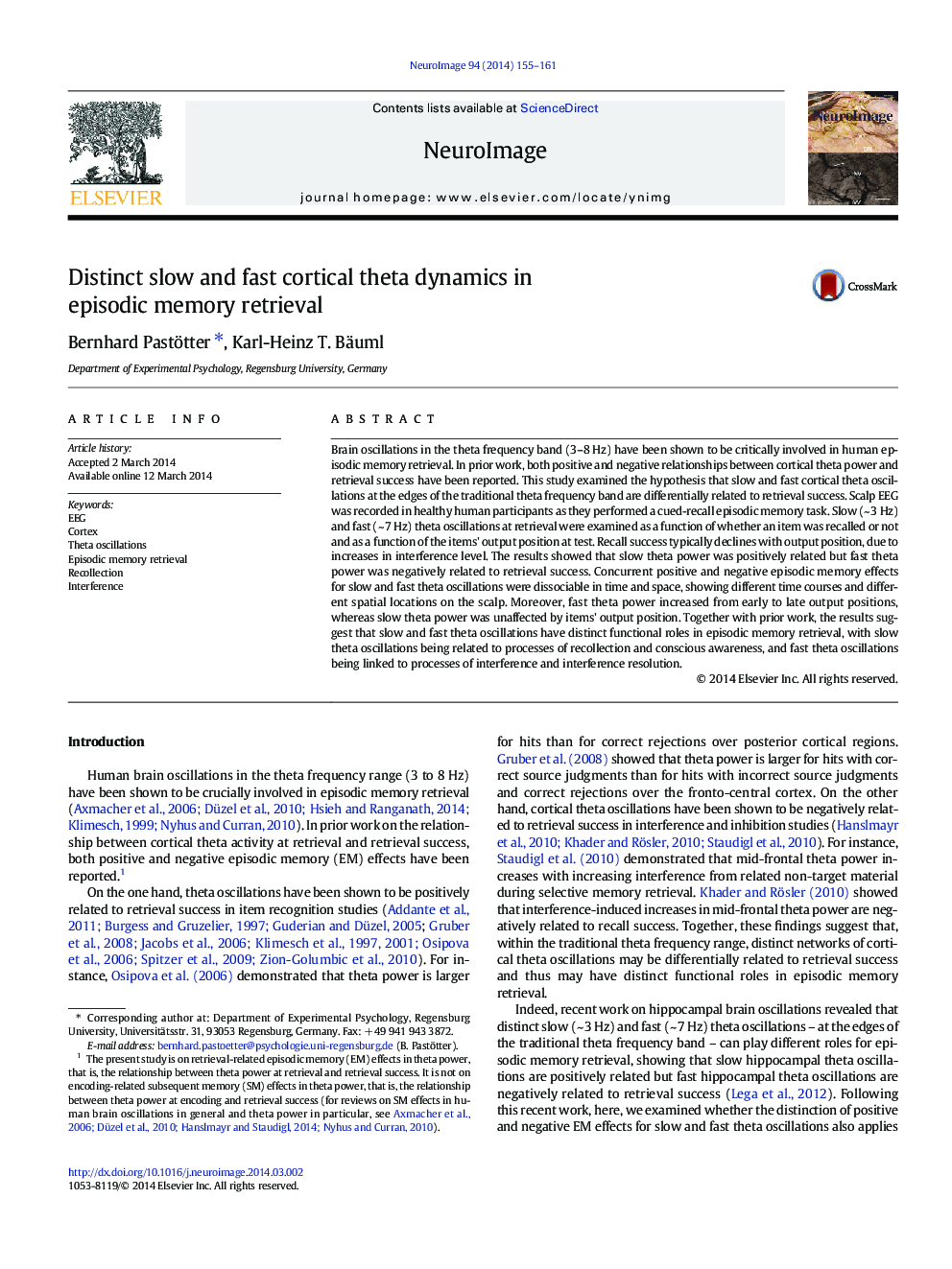 Distinct slow and fast cortical theta dynamics in episodic memory retrieval