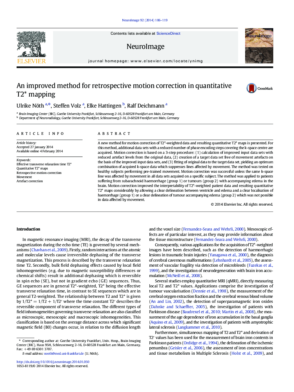 An improved method for retrospective motion correction in quantitative T2* mapping