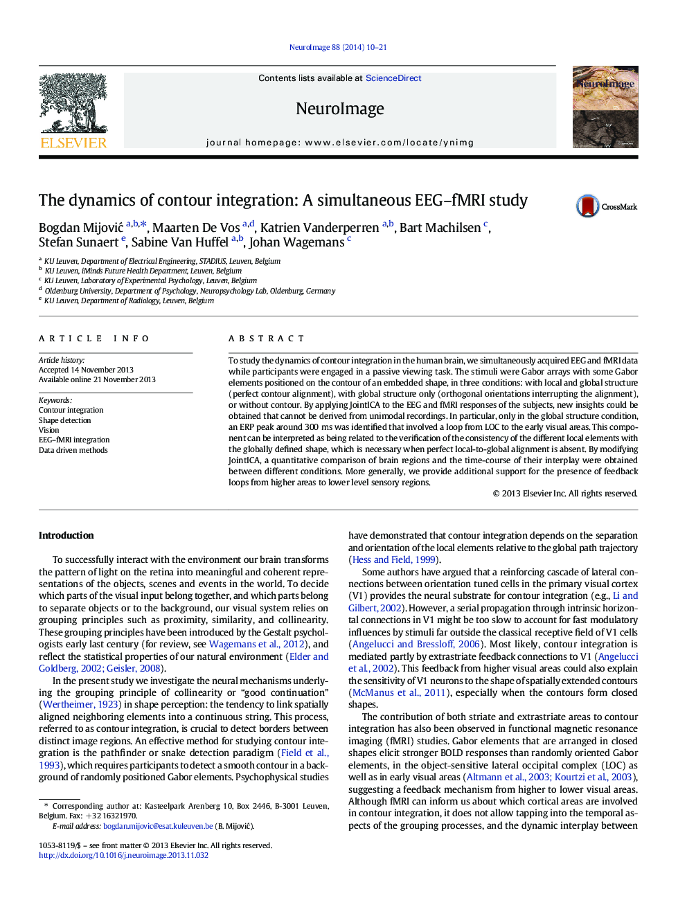 The dynamics of contour integration: A simultaneous EEG-fMRI study