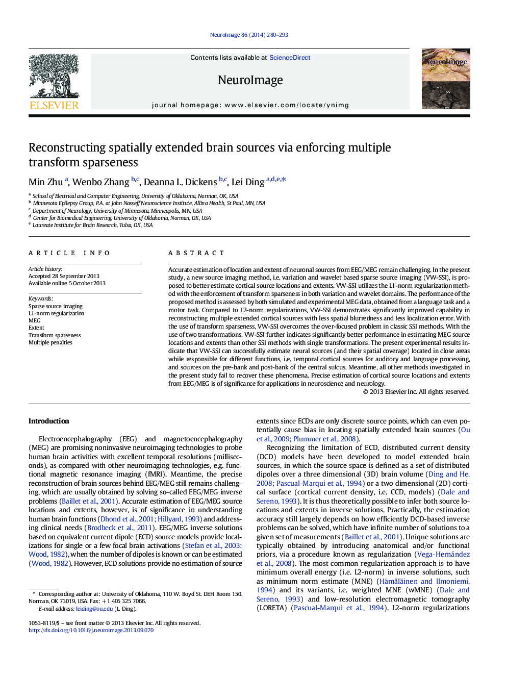 Reconstructing spatially extended brain sources via enforcing multiple transform sparseness