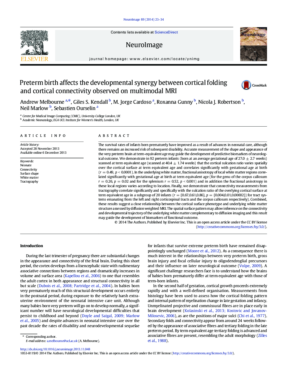 Preterm birth affects the developmental synergy between cortical folding and cortical connectivity observed on multimodal MRI