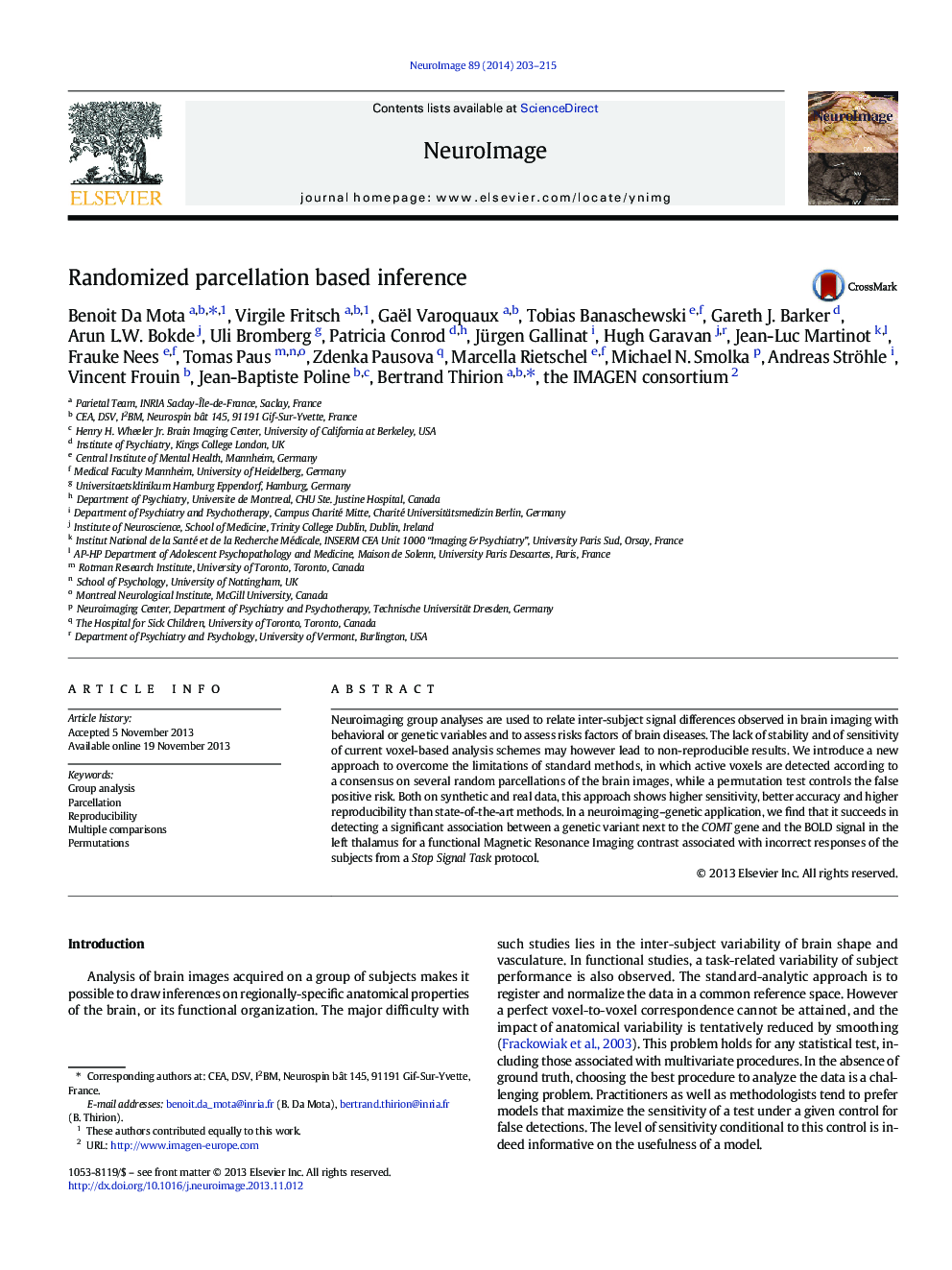 Randomized parcellation based inference