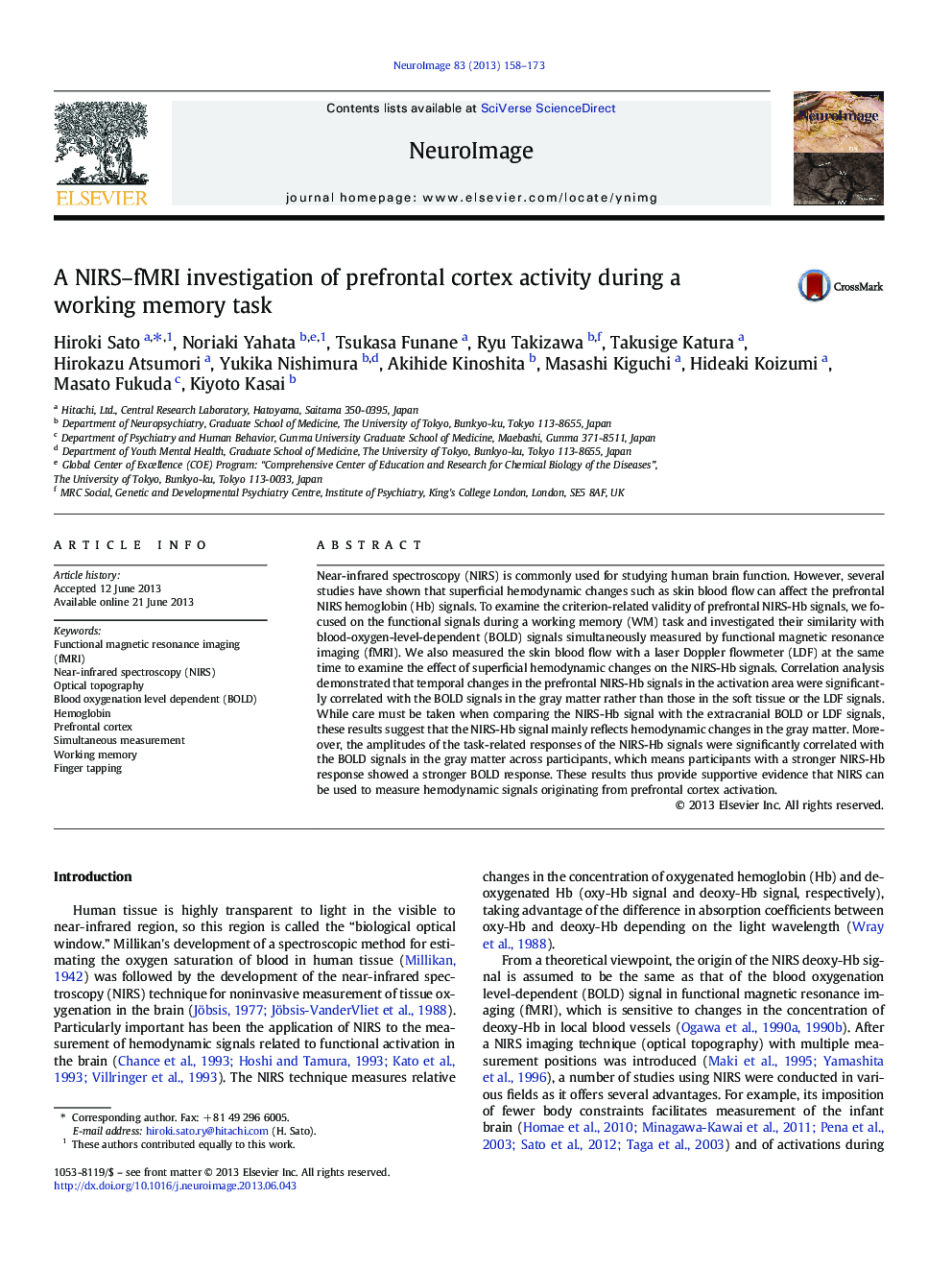 A NIRS-fMRI investigation of prefrontal cortex activity during a working memory task