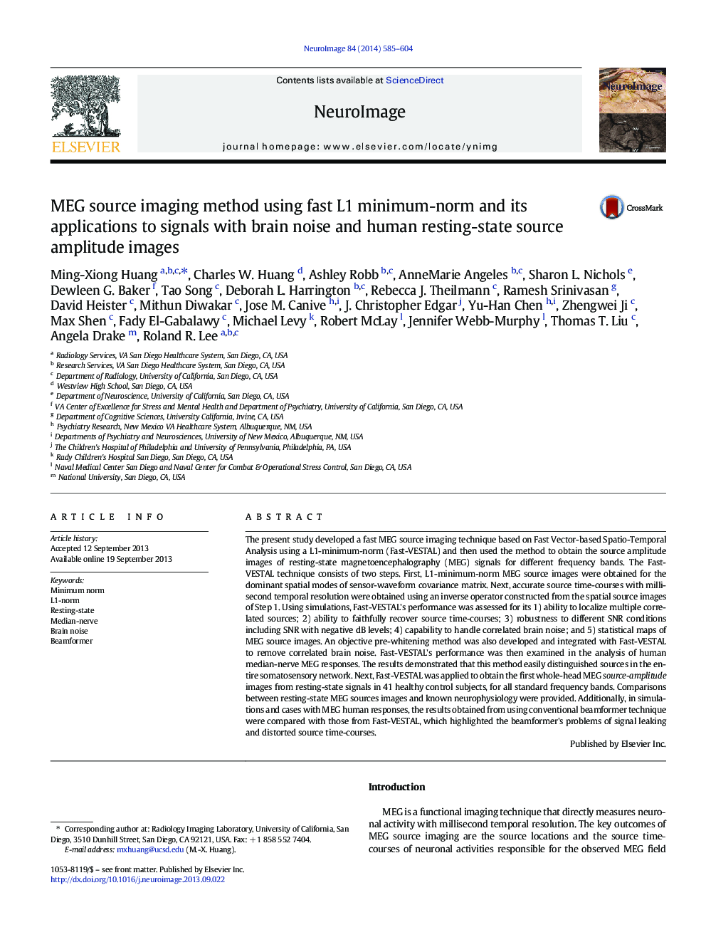 MEG source imaging method using fast L1 minimum-norm and its applications to signals with brain noise and human resting-state source amplitude images