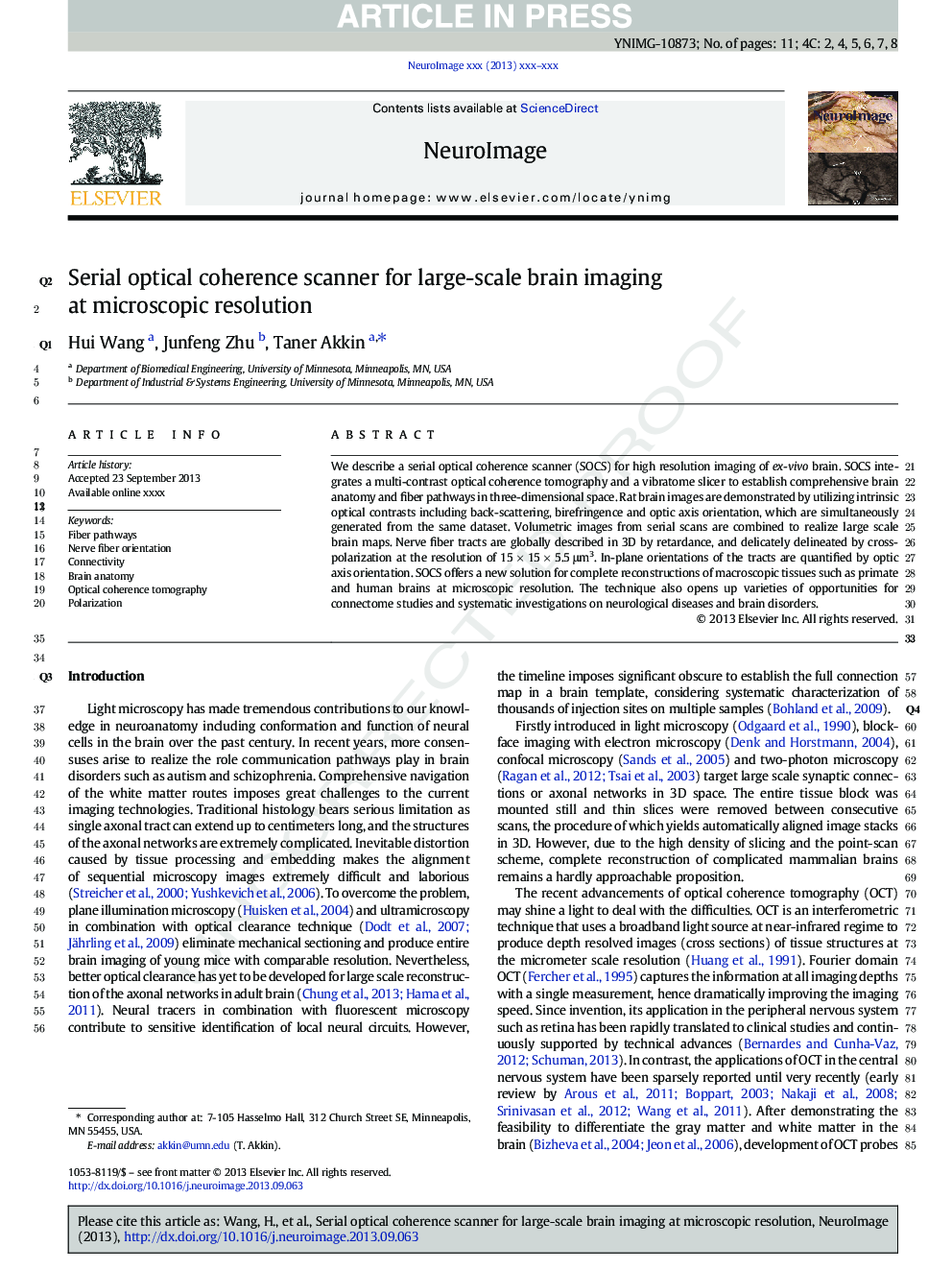 Serial optical coherence scanner for large-scale brain imaging at microscopic resolution