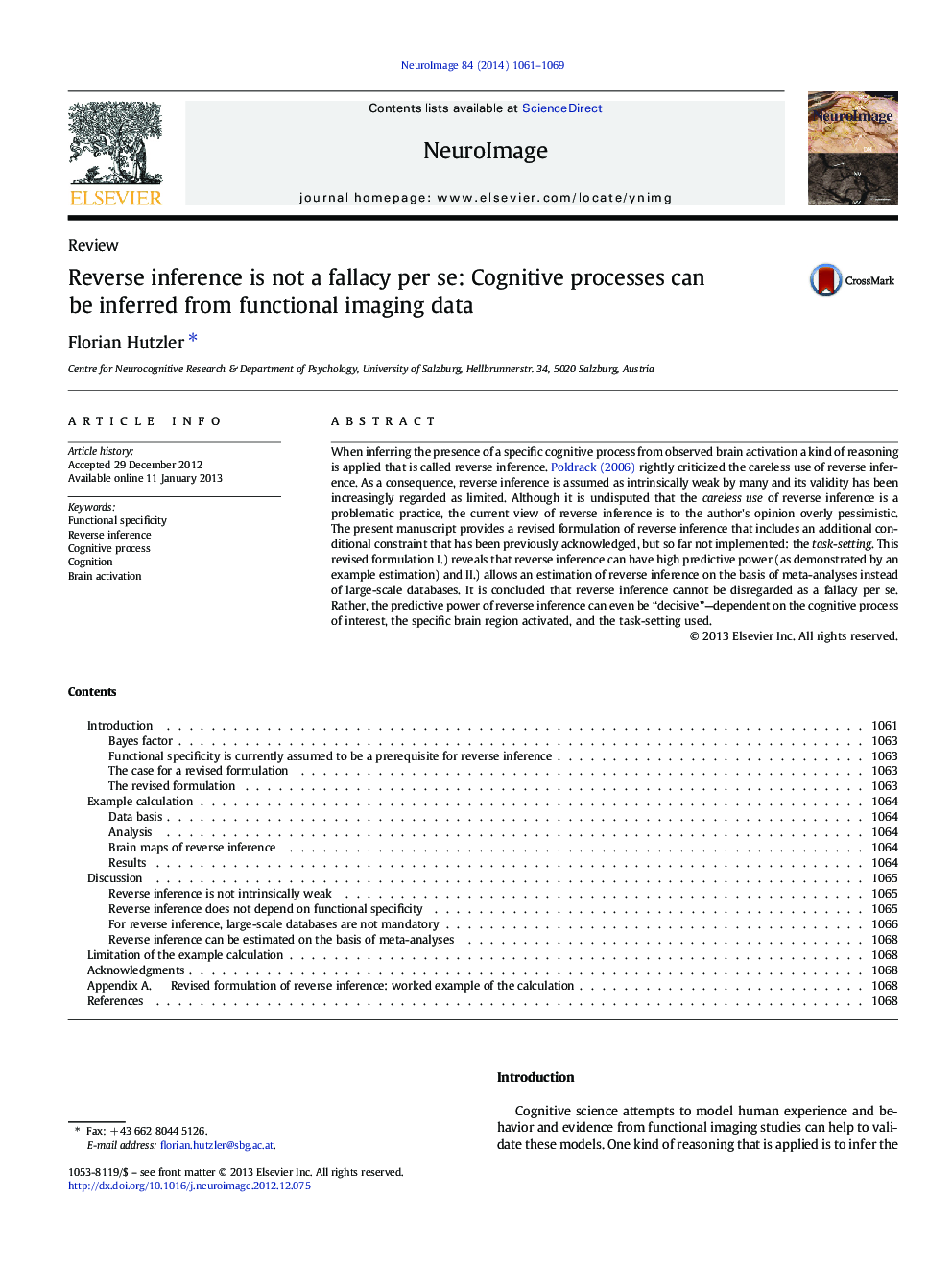 Reverse inference is not a fallacy per se: Cognitive processes can be inferred from functional imaging data