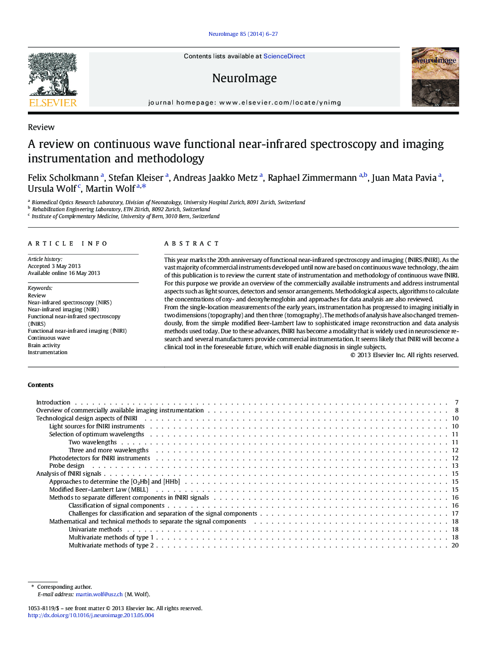 A review on continuous wave functional near-infrared spectroscopy and imaging instrumentation and methodology