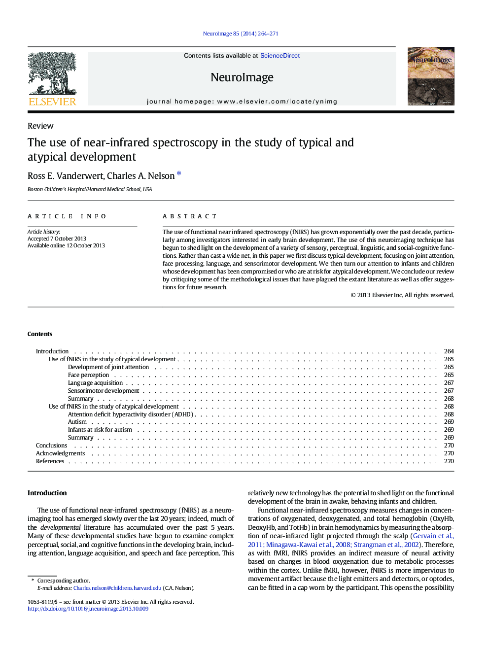 ReviewThe use of near-infrared spectroscopy in the study of typical and atypical development