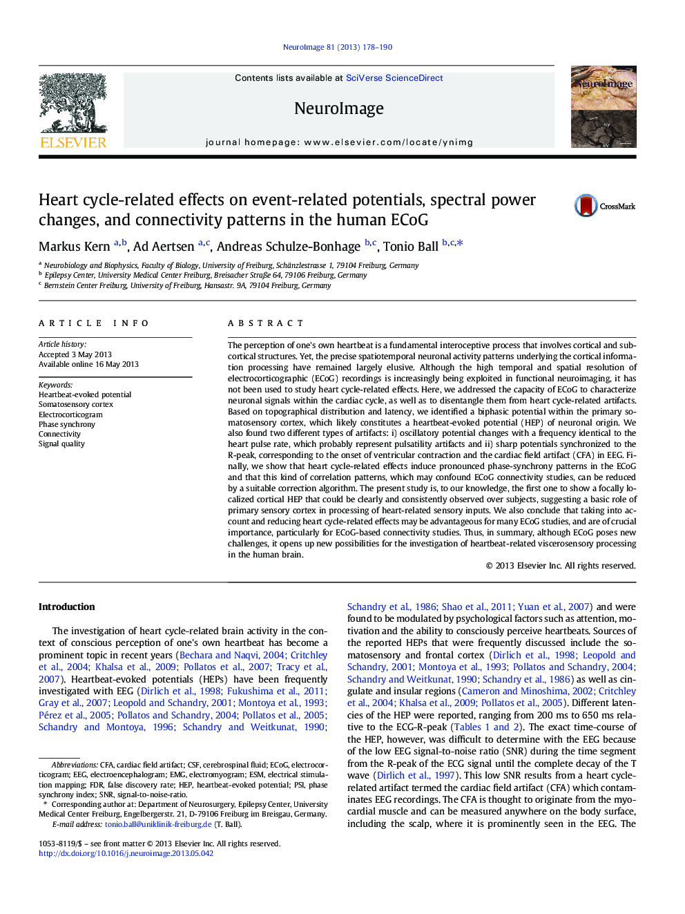 Heart cycle-related effects on event-related potentials, spectral power changes, and connectivity patterns in the human ECoG