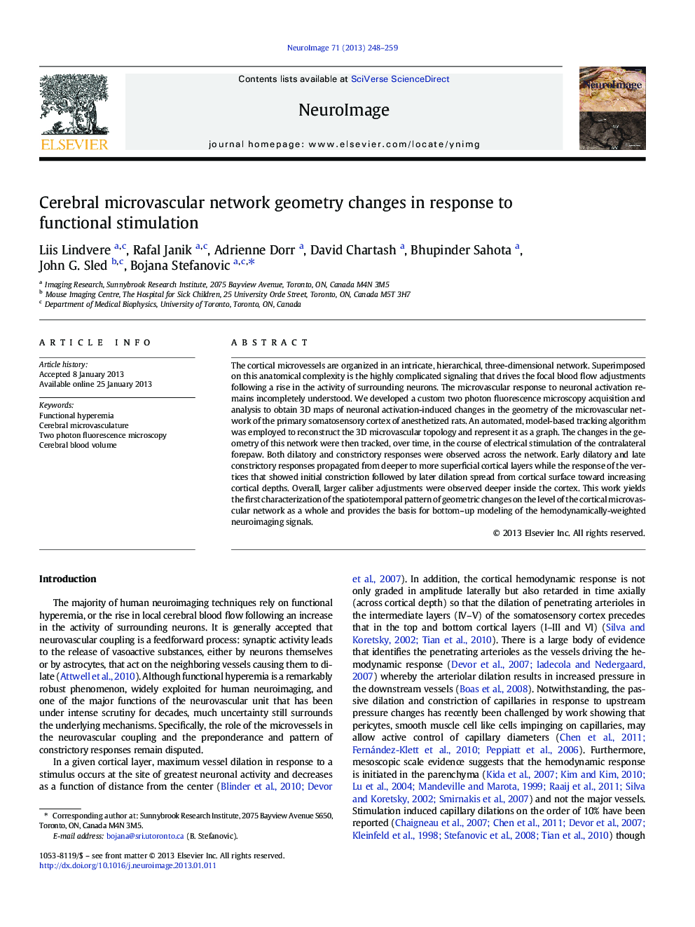 Cerebral microvascular network geometry changes in response to functional stimulation