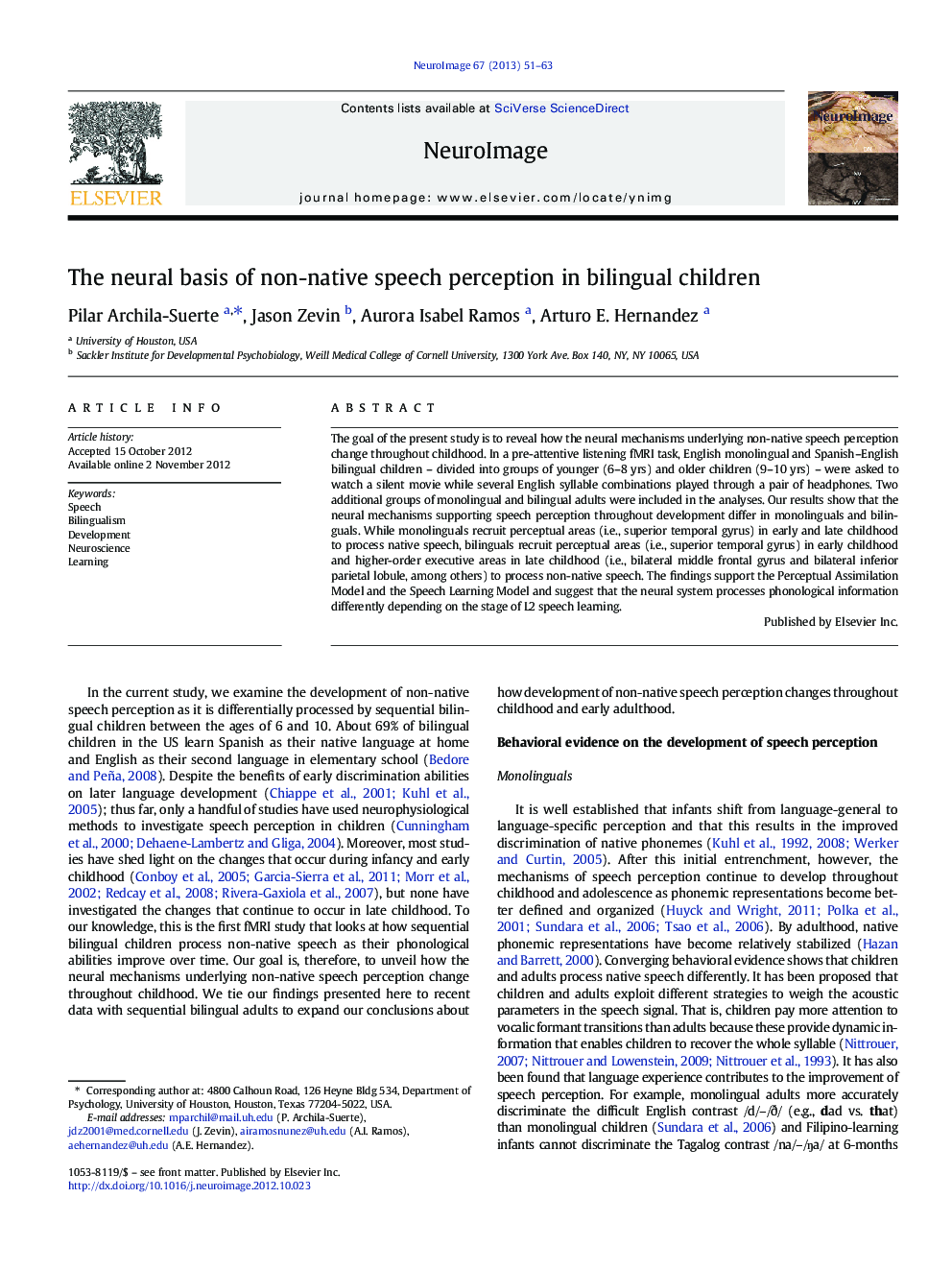 The neural basis of non-native speech perception in bilingual children