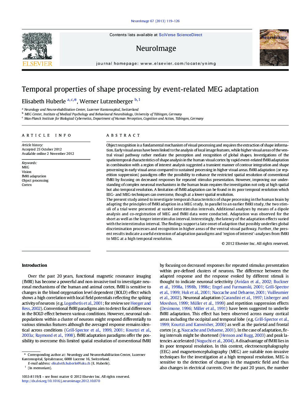 Temporal properties of shape processing by event-related MEG adaptation