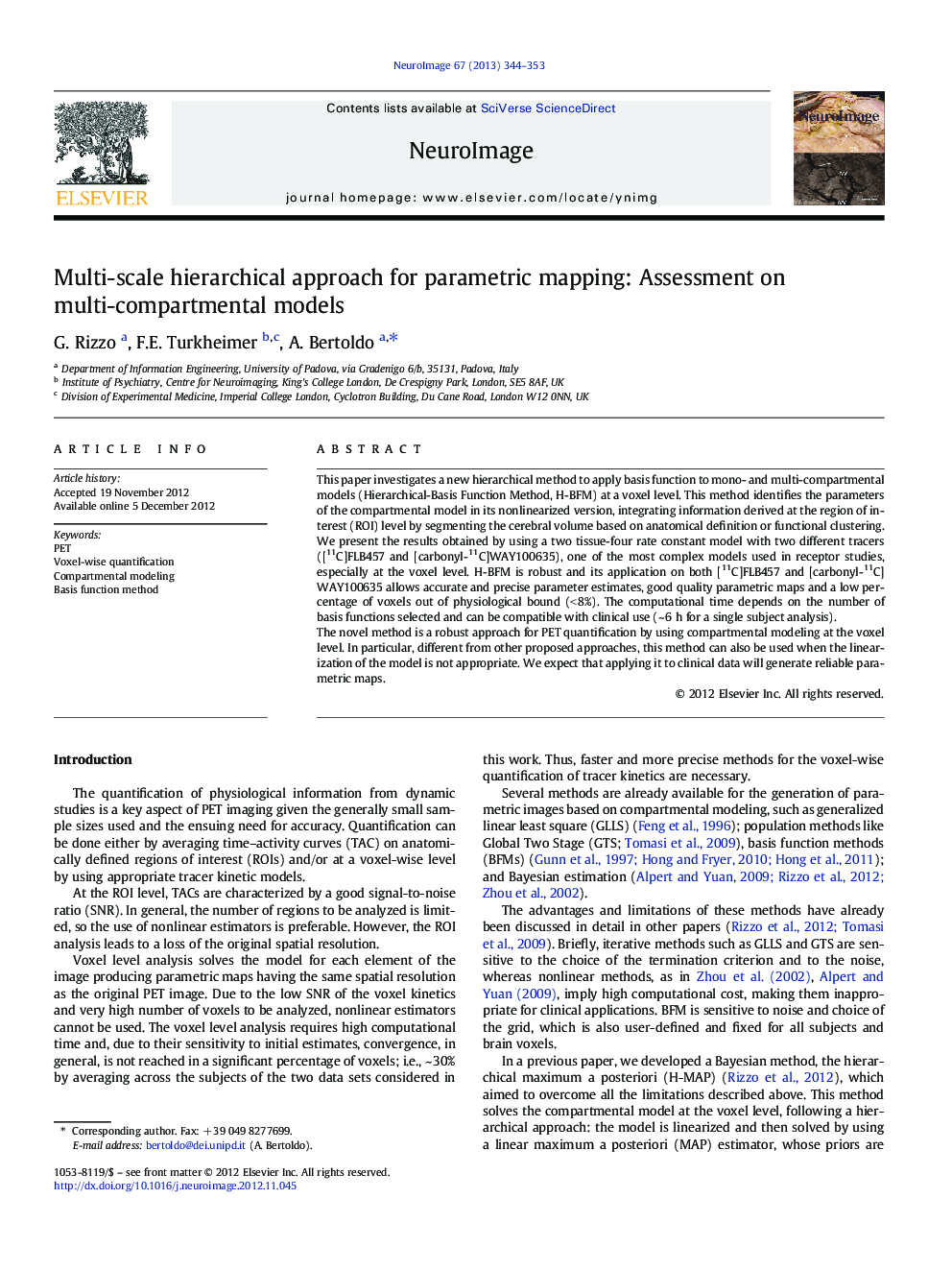 Multi-scale hierarchical approach for parametric mapping: Assessment on multi-compartmental models