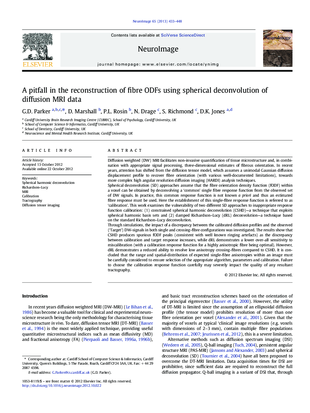 A pitfall in the reconstruction of fibre ODFs using spherical deconvolution of diffusion MRI data