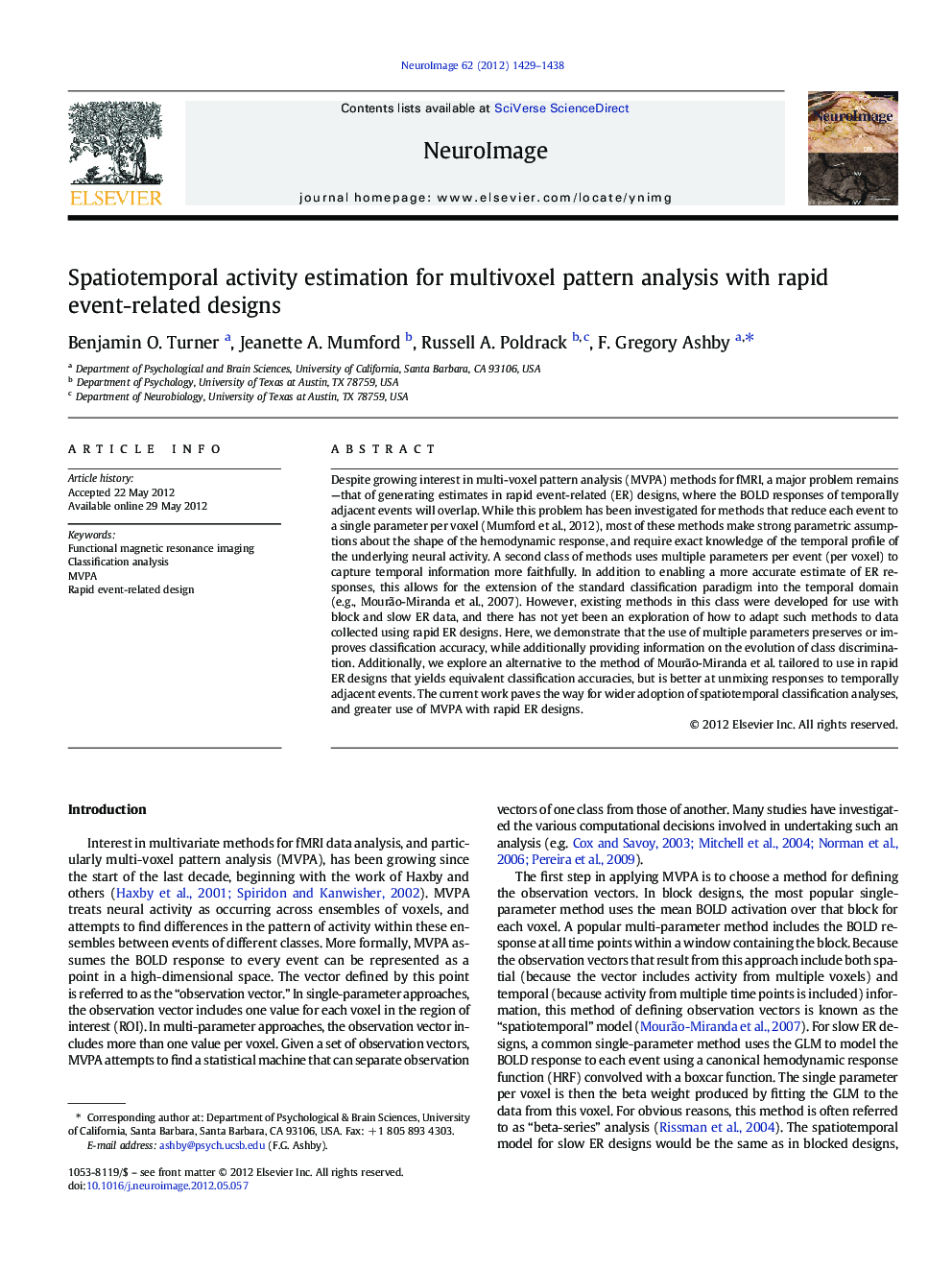 Spatiotemporal activity estimation for multivoxel pattern analysis with rapid event-related designs