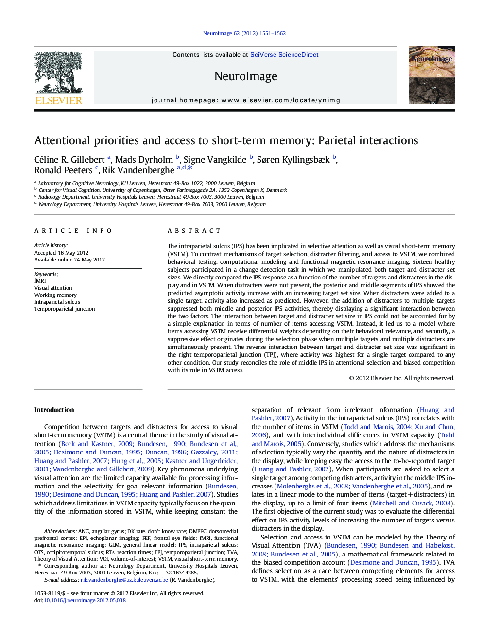 Attentional priorities and access to short-term memory: Parietal interactions