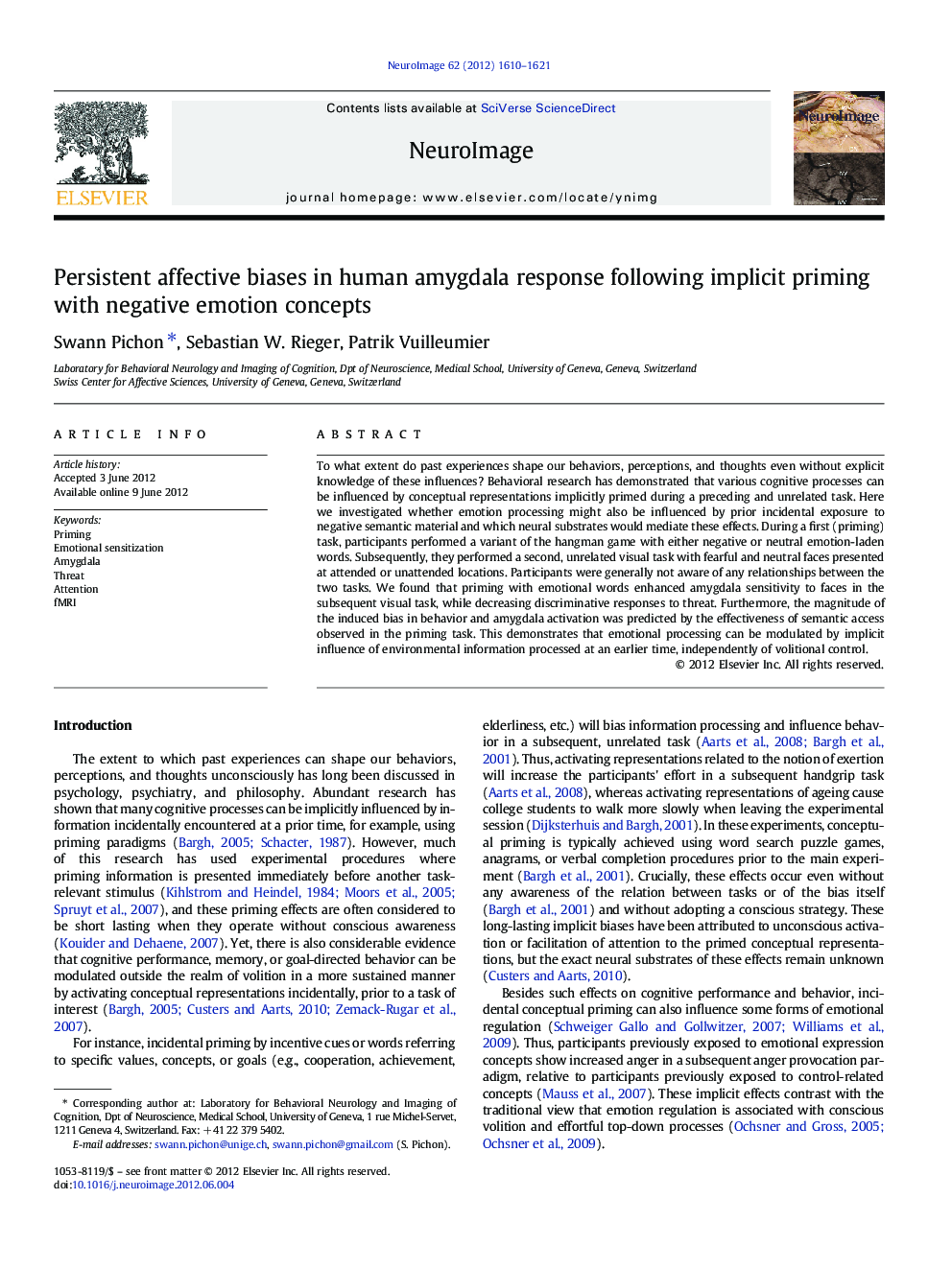 Persistent affective biases in human amygdala response following implicit priming with negative emotion concepts