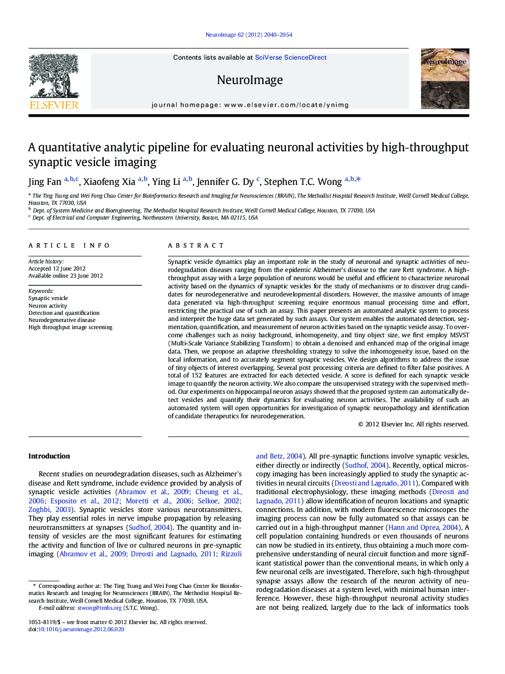 A quantitative analytic pipeline for evaluating neuronal activities by highâthroughput synaptic vesicle imaging